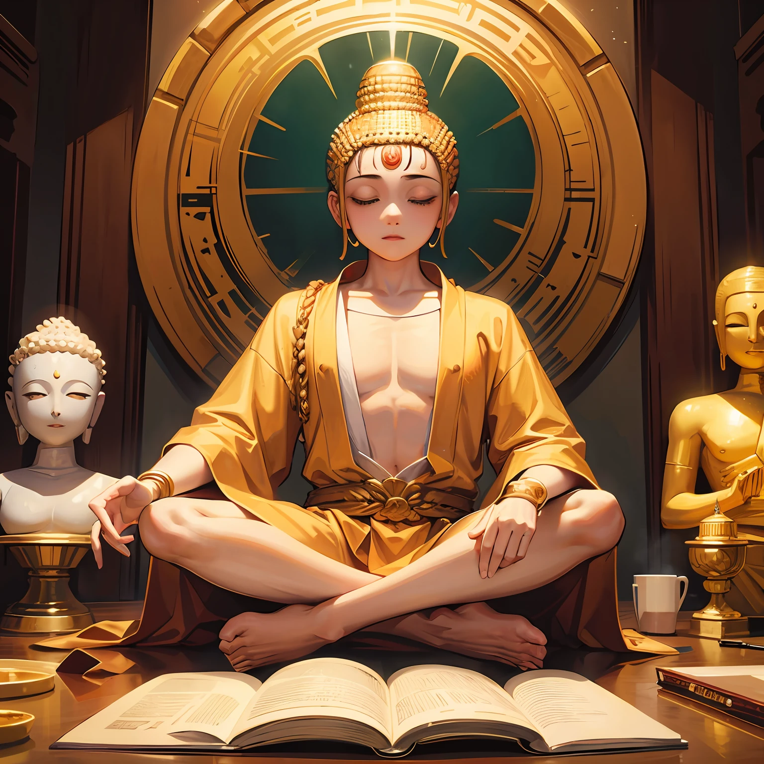 An image depicting Gautama Buddha meditating or teaching his disciples. --auto