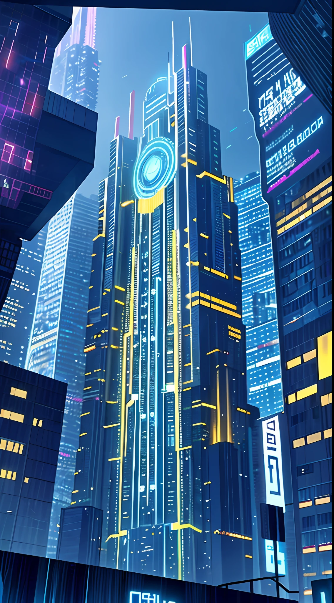 A building, Technology elements，Cinematic images, poster for, promotional movie poster, Cyber City, cyber space