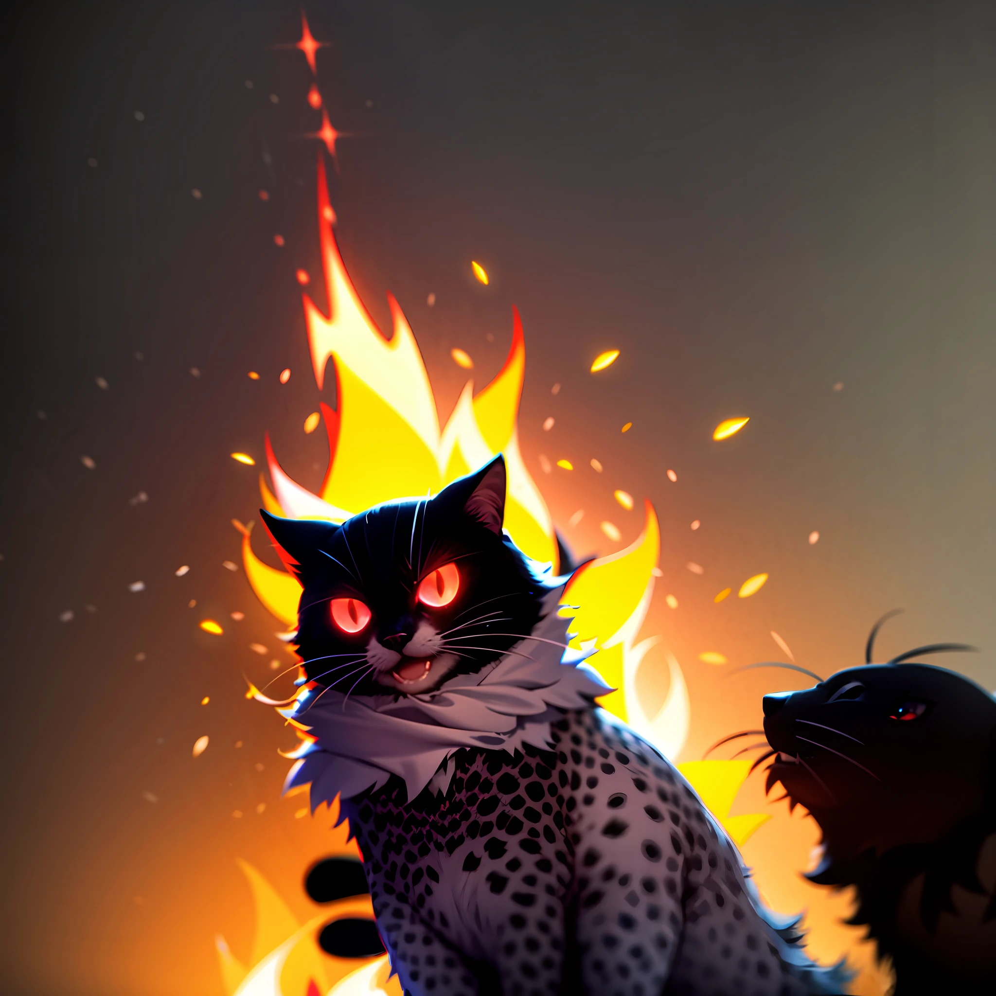 Create a written YouTube live screen 
THE LIVE JAJA IS STARTING ON THE RIGHT AND A BLACK FIRE CAT ON THE LEFT AND THE FIRE BACKGROUND
