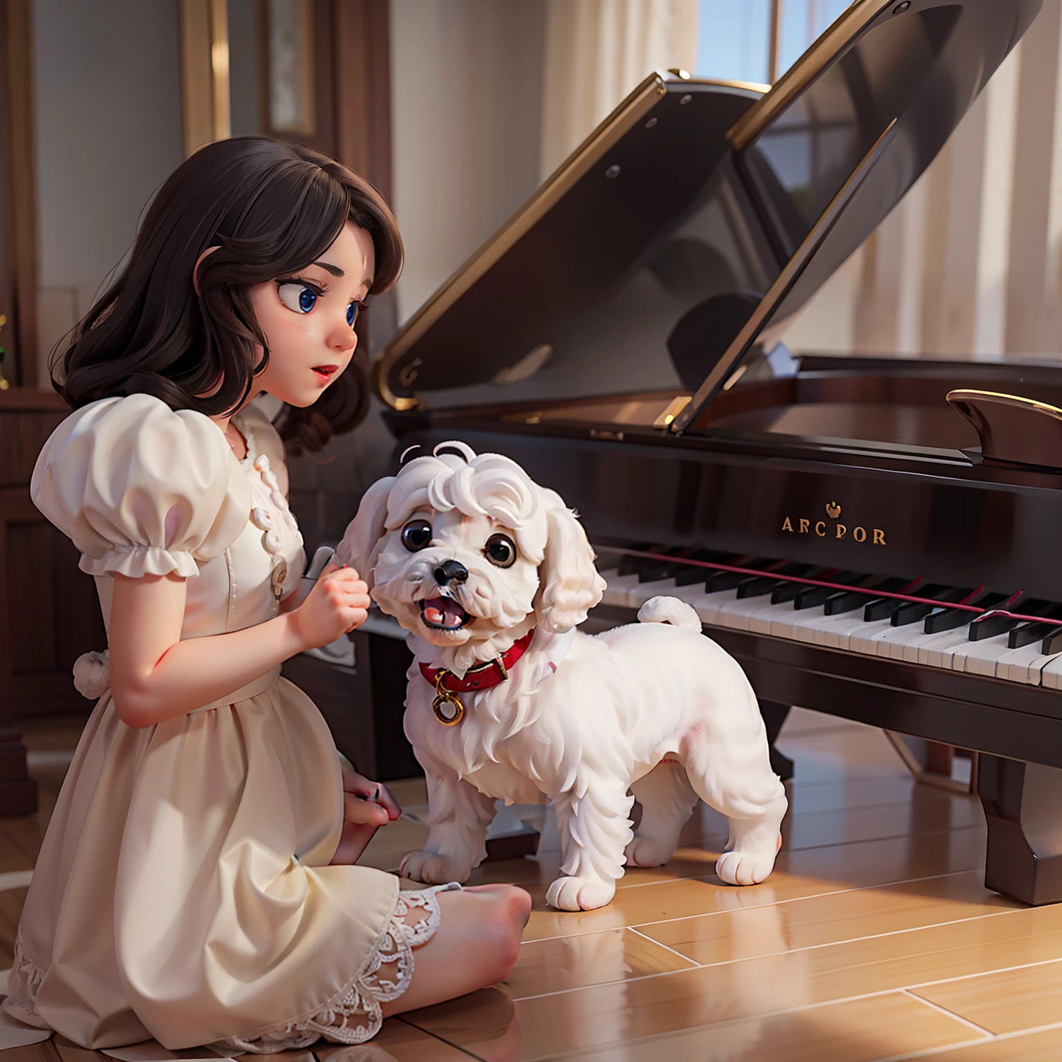 A white curly puppy，Tiny，white colors，Bichon Terrier，Teddy dog