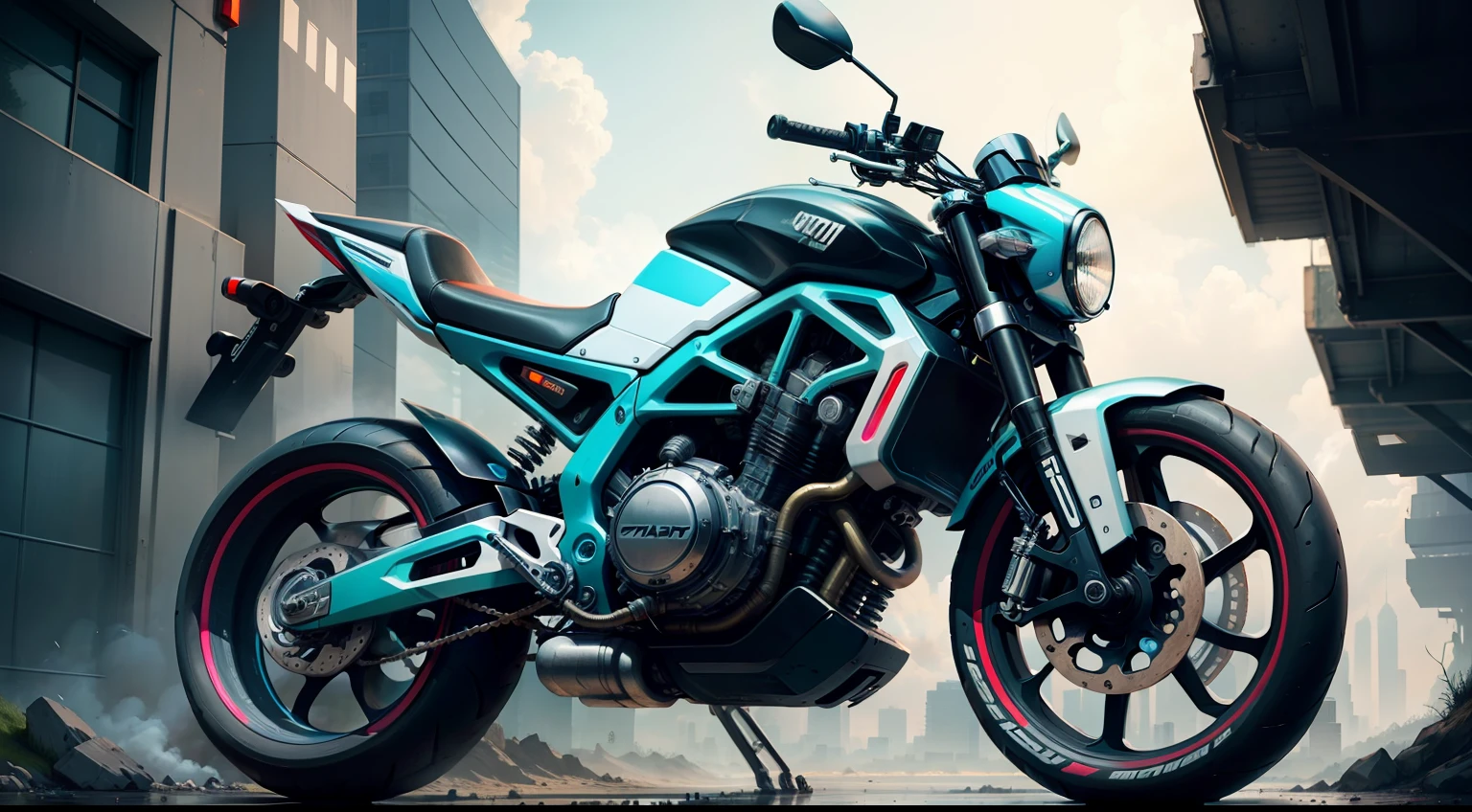 cool futuristic bike on a cyberpunk highway