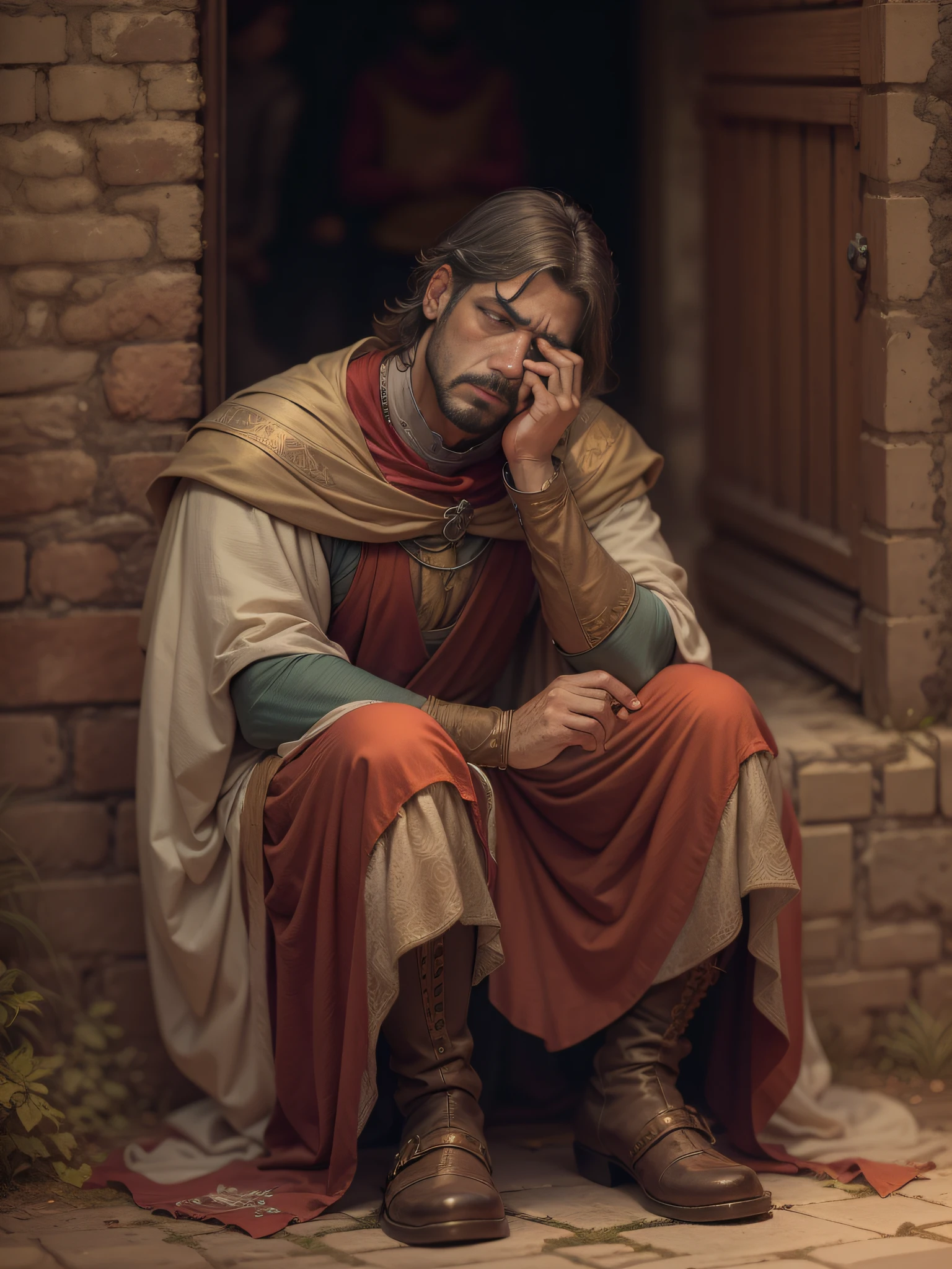 homem triste, homem medieval, clima triste