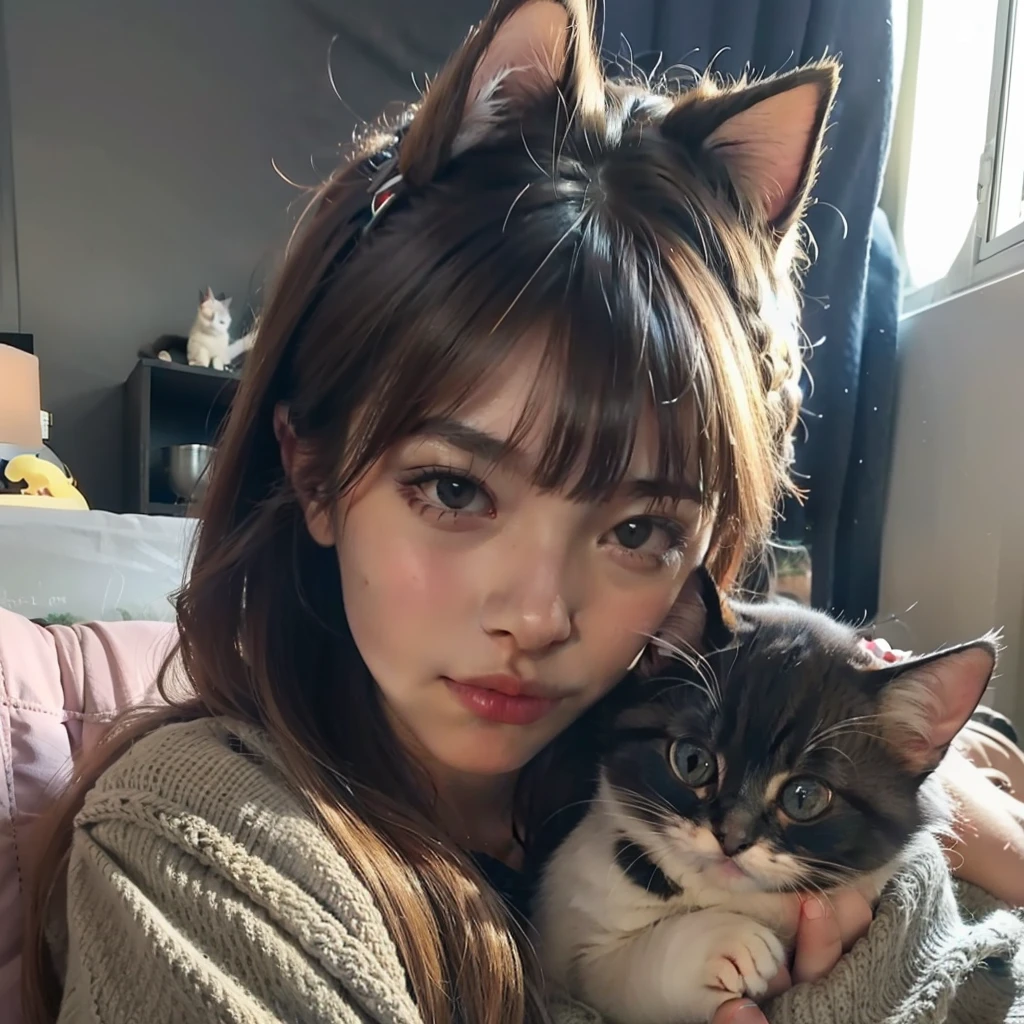 Cute girl ,hd ,with a cute kitten ear