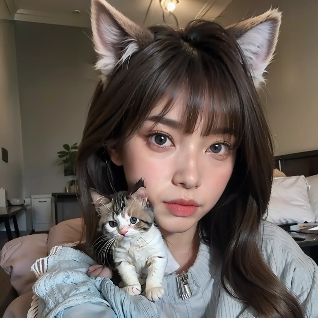 Cute girl ,hd ,with a cute kitten ear