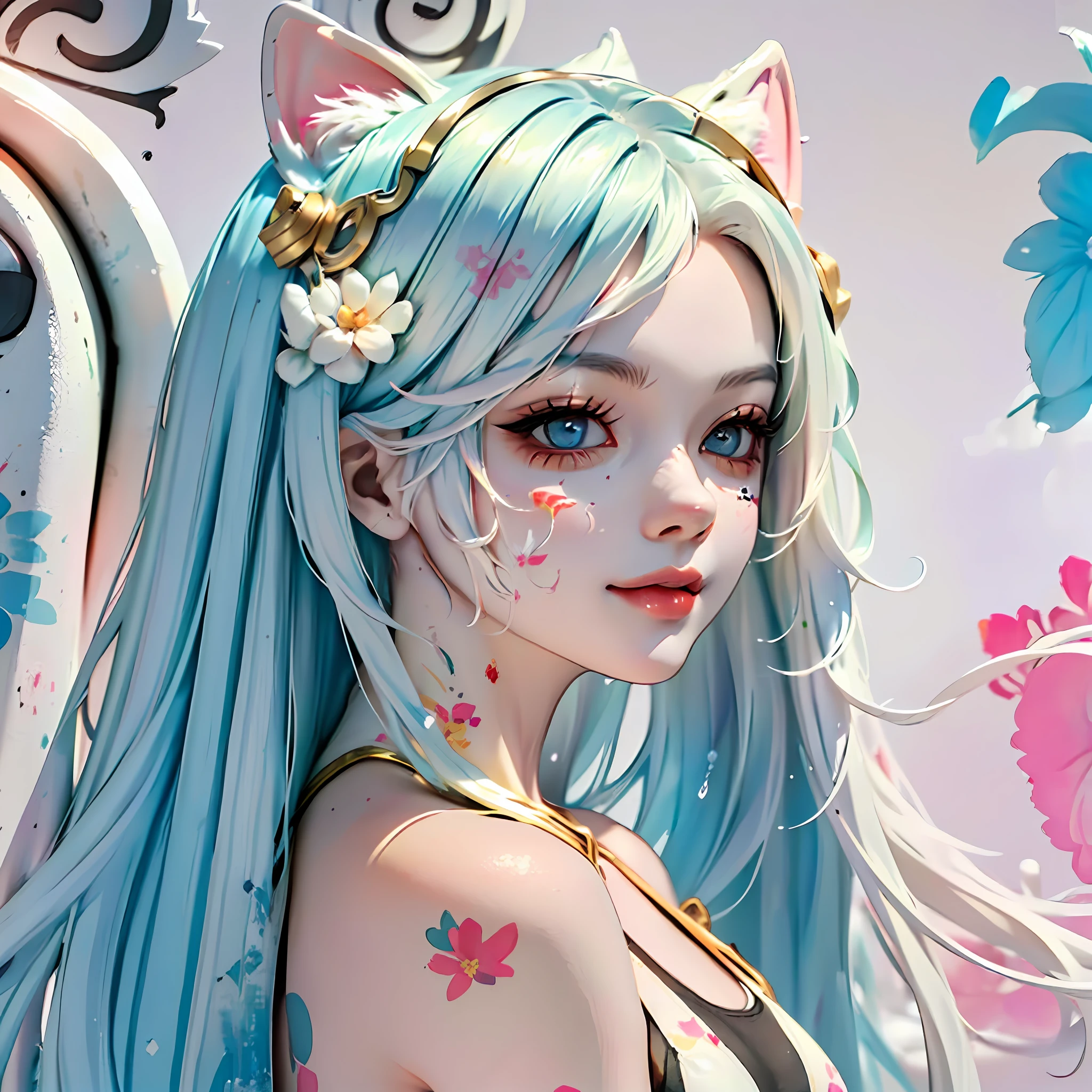 (((gwyn)))(tmasterpiece,best qualtiy,ultra - detailed,A high resolution,illustratio:1.2),Original,extremelydetailedwallpaper,offcial art,astounding,high detal,ultra - detailed,Extremely detailed 8k wallpaper,1girll,Solo,An extremely delicate and beautiful girl,perfect anatomia,Lovely face,Shiny,lustrous Some hair,Fine fabric emphasis,s the perfect face,Glossy glossy skin,fanciful,(Very long hair:1.1),Ray traching,Extremely detailed eyes,beautidful eyes,eBlue eyes,White hair,long whitr hair,Cat ears,nabel,Aging down,Arms up, Armpits, sweat leggs,mischievous look, Naughty smile,(((Back alley、Graffiti artist spray painting wall,paint splatter))),