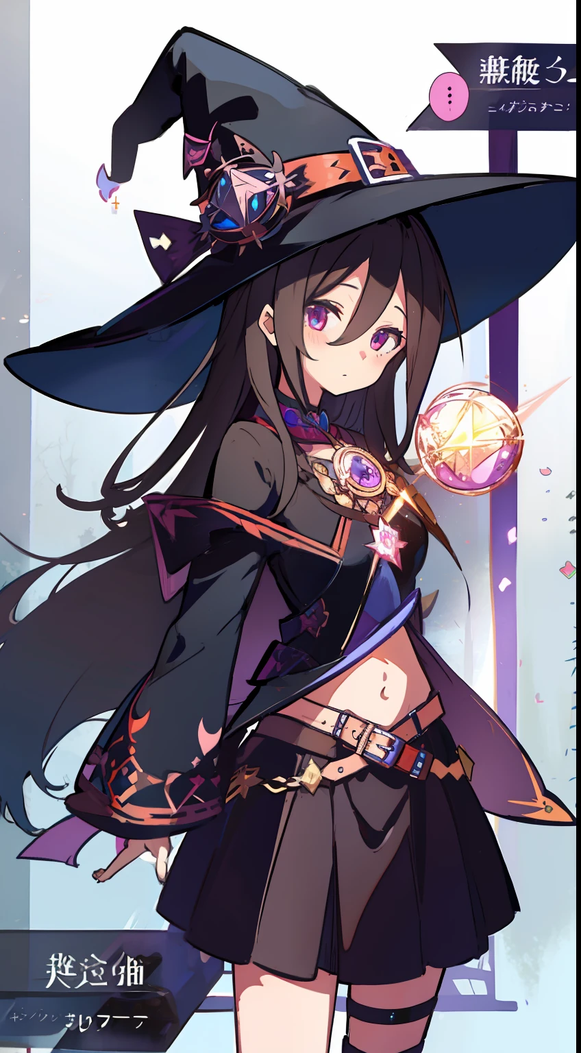 One girl、sorcerer、witch's hat、witch outfit、masterpiece、Top image quality、top-quality、cute little、fight、magia、