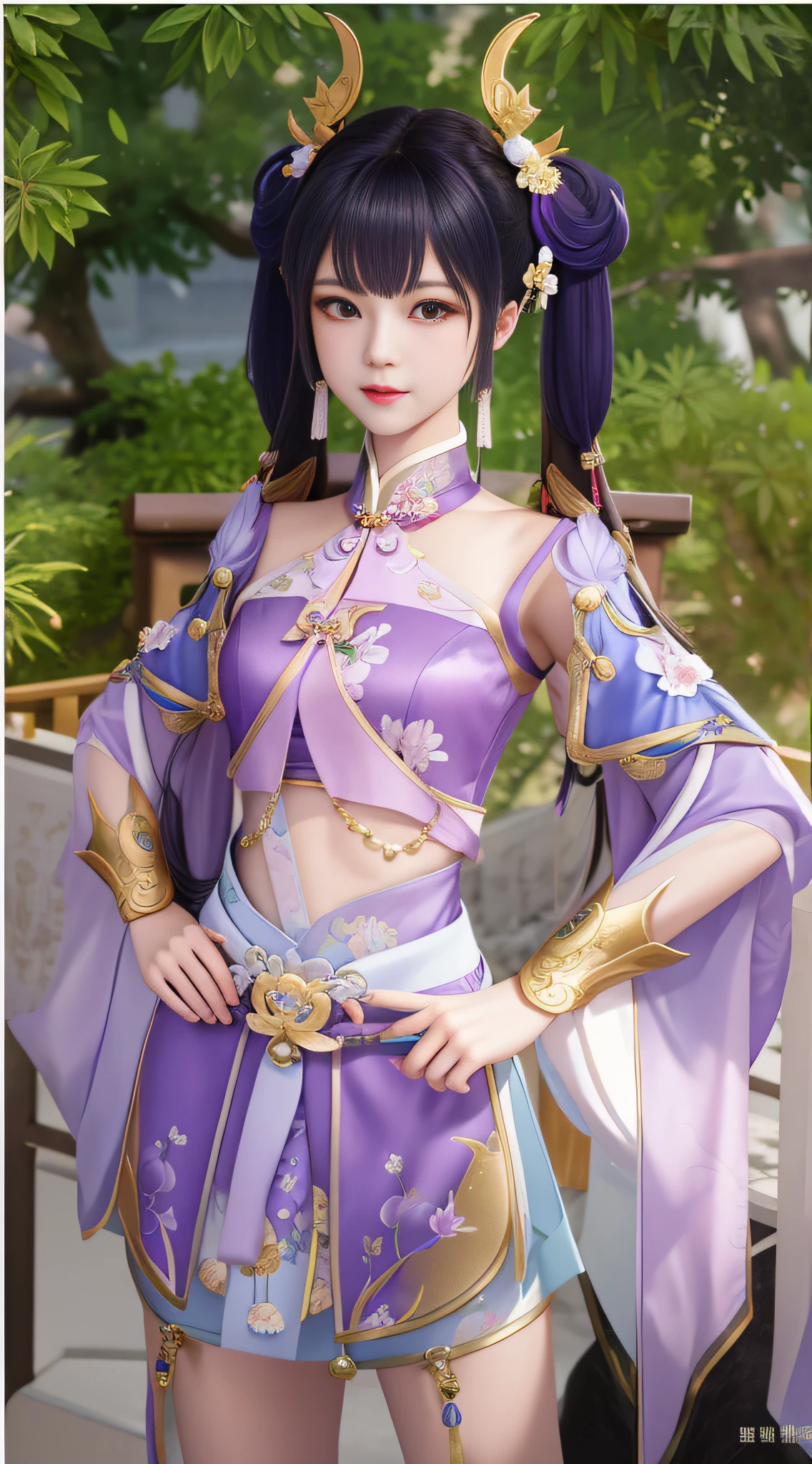 a close up of a woman in a purple outfit posing for a picture, zhongli from genshin impact, Keqing from Genshin Impact, full-body xianxia, Inspired by Lan Ying, inspired by Park Hua, lunar themed attire, inspired by Li Mei-shu, heise jinyao, a beautiful fantasy empress, from overwatch, Yun Ling, bian lian