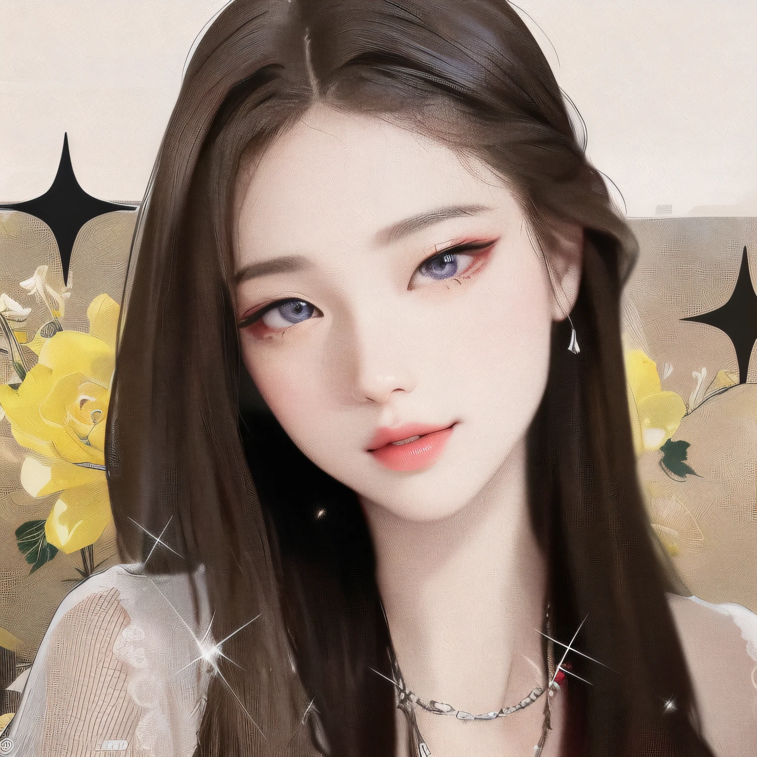 there is a woman with long hair and a necklace on, ulzzang, tzuyu from twice, dilraba dilmurat, portait photo profile picture, sakimichan, blackpink jennie, inspired by Sim Sa-jeong, xision wu, gongbi, wan adorable korean face, korean girl, young adorable korean face, realistic. cheng yi