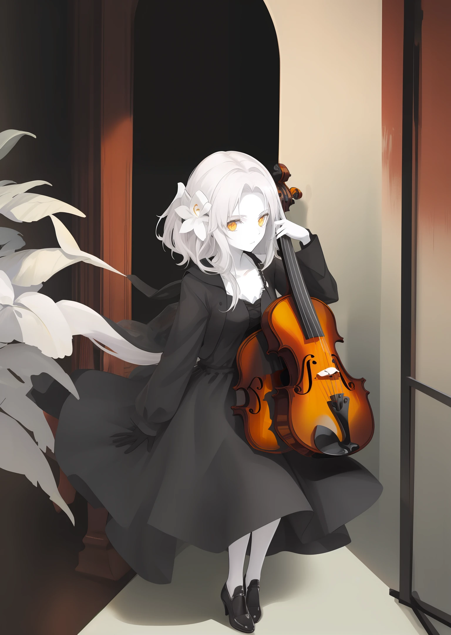 white skinned,violin,offcial dress