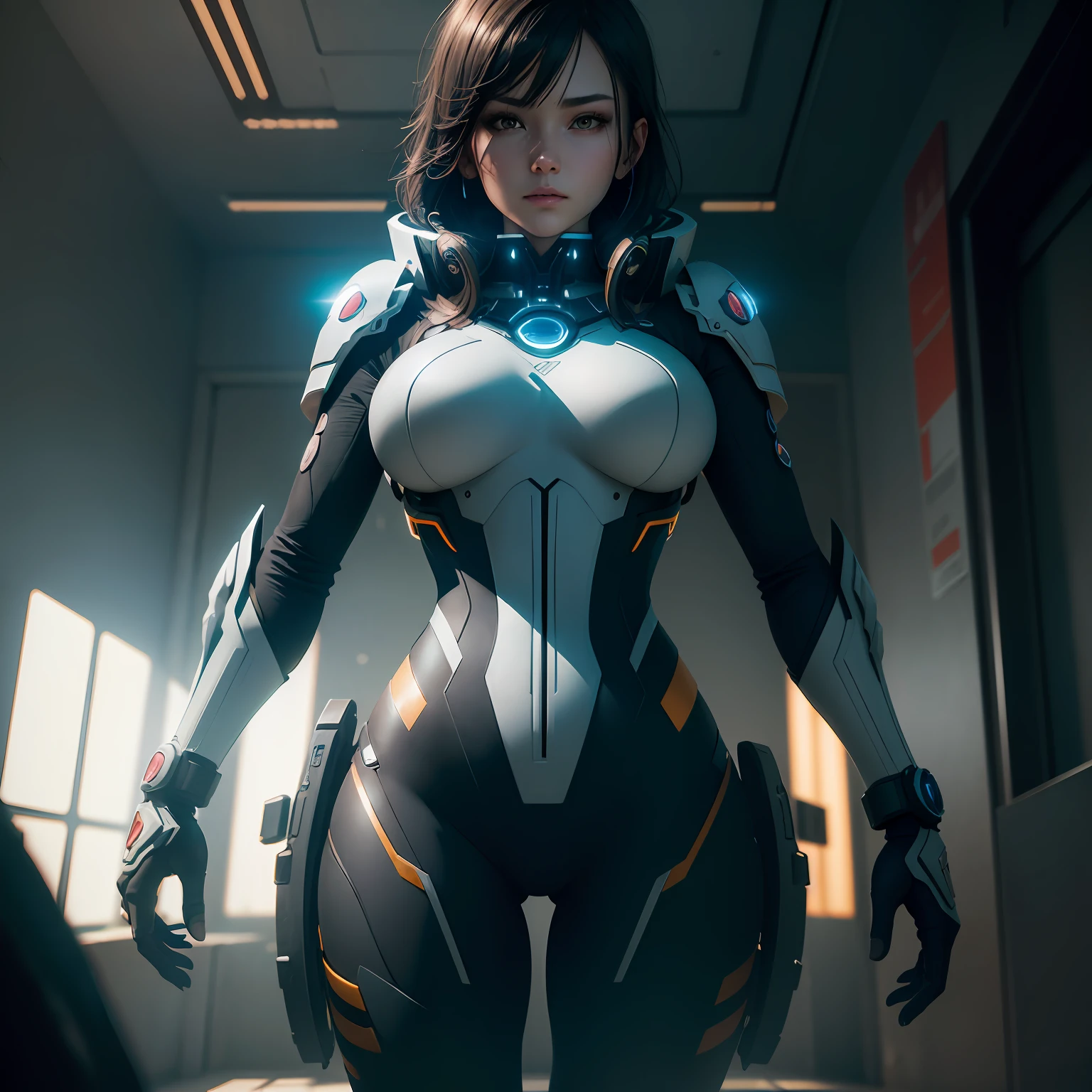 ((best qualtiy)), ((tmasterpiece)), (the detail:1.4), 3D, A beautiful cyberpunk female image,HDR(HighDynamicRange),Ray traching,NVIDIA RTX,Super-Resolution,Unreal 5,Subsurface scattering、PBR Texture、post-proces、Anisotropy Filtering、depth of fields、maximum definition and sharpness、Many-Layer Textures、Albedo e mapas Speculares、Surface Coloring、Accurate simulation of light-material interactions、perfectly proportions、tightsuit、Perfect dissection、Octane Render、Two-colored light、largeaperture、Low ISO、White balance、the rule of thirds、8K RAW、
