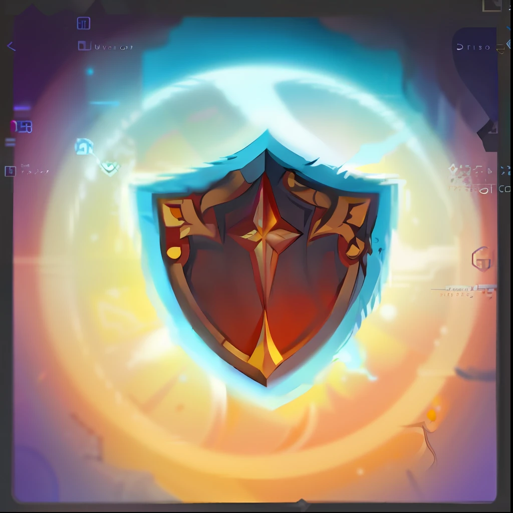 Close-up of the shield，style of duelyst, lightning mage spell icon, epic legends game icon, magic spell icon, ability image, world of warcraft spell icon, fantasy shield, game icon stylized, fantasy game spell icon,