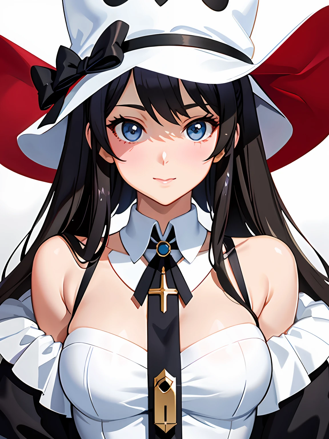 a close up of a person in a dress and a hat, biomechanical oppai, Colossal tits、Anime Barbie in white stockings, cushart krenz key art feminine, Small curvaceous woman, High school girl in dress, Shoujo Manga Character Design, twintails white_gloves, Official Character Art