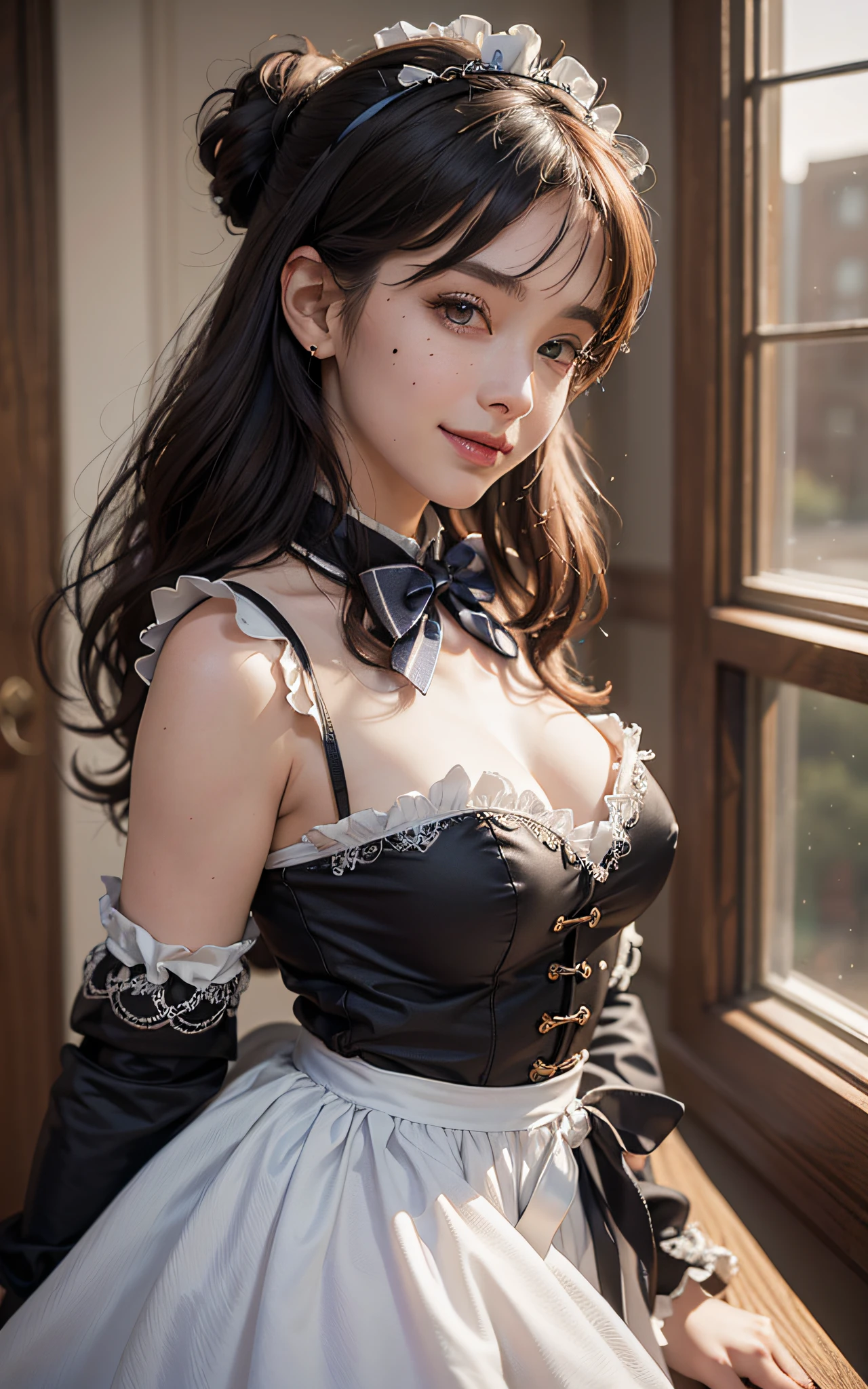 A close up of a woman in a dress and a bow tie - SeaArt AI