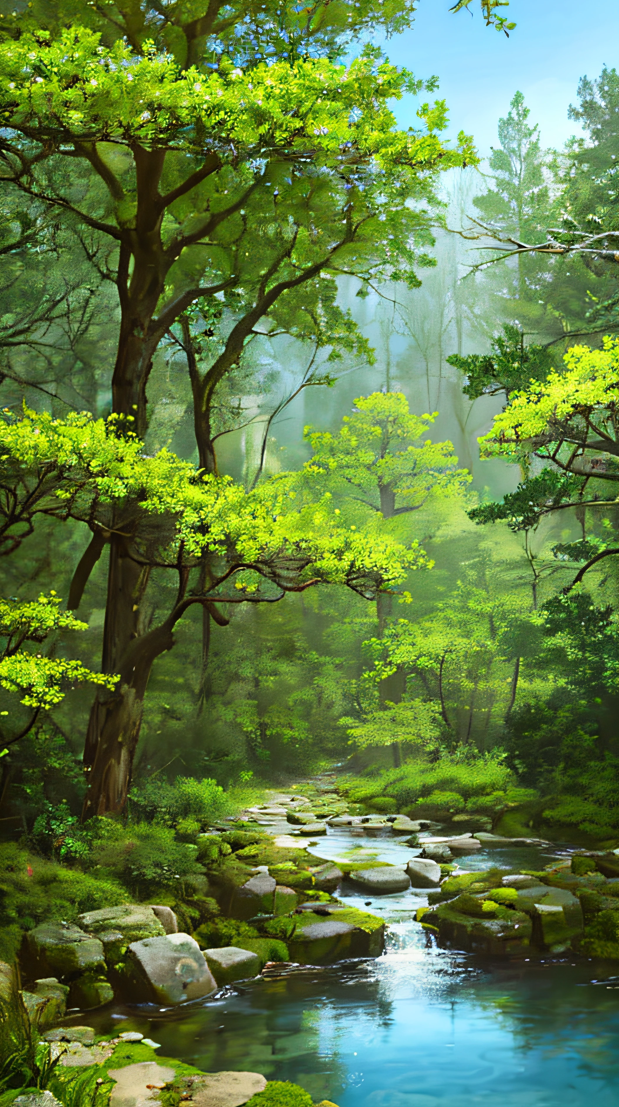 (highest quality)), (no photos of people), in the woods, frogs, quiet ponds, lots of wildflowers, streams, stones, moss,