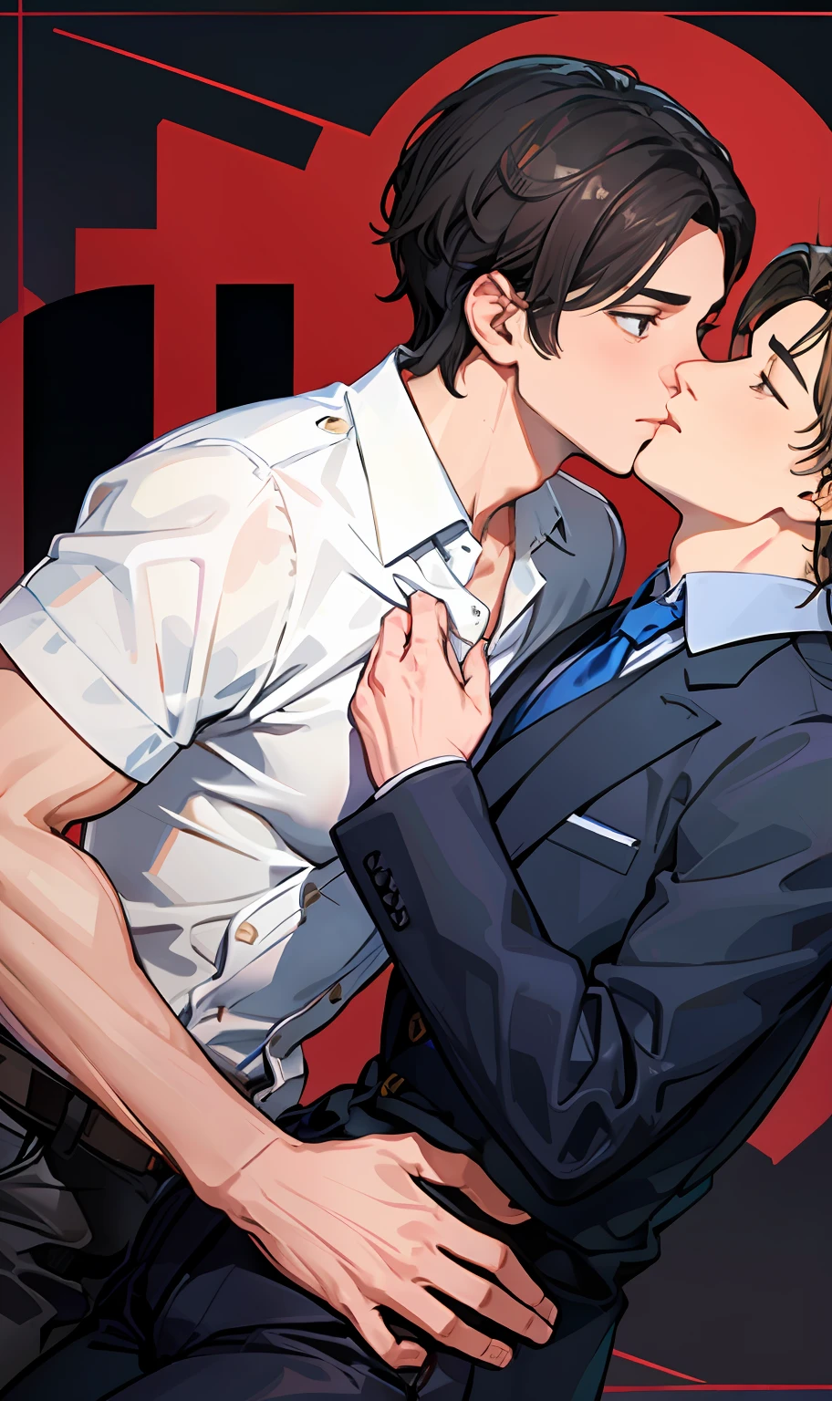 Two handsome guys hugging each other，near，kisses，Handsome，the original god，CP sense
