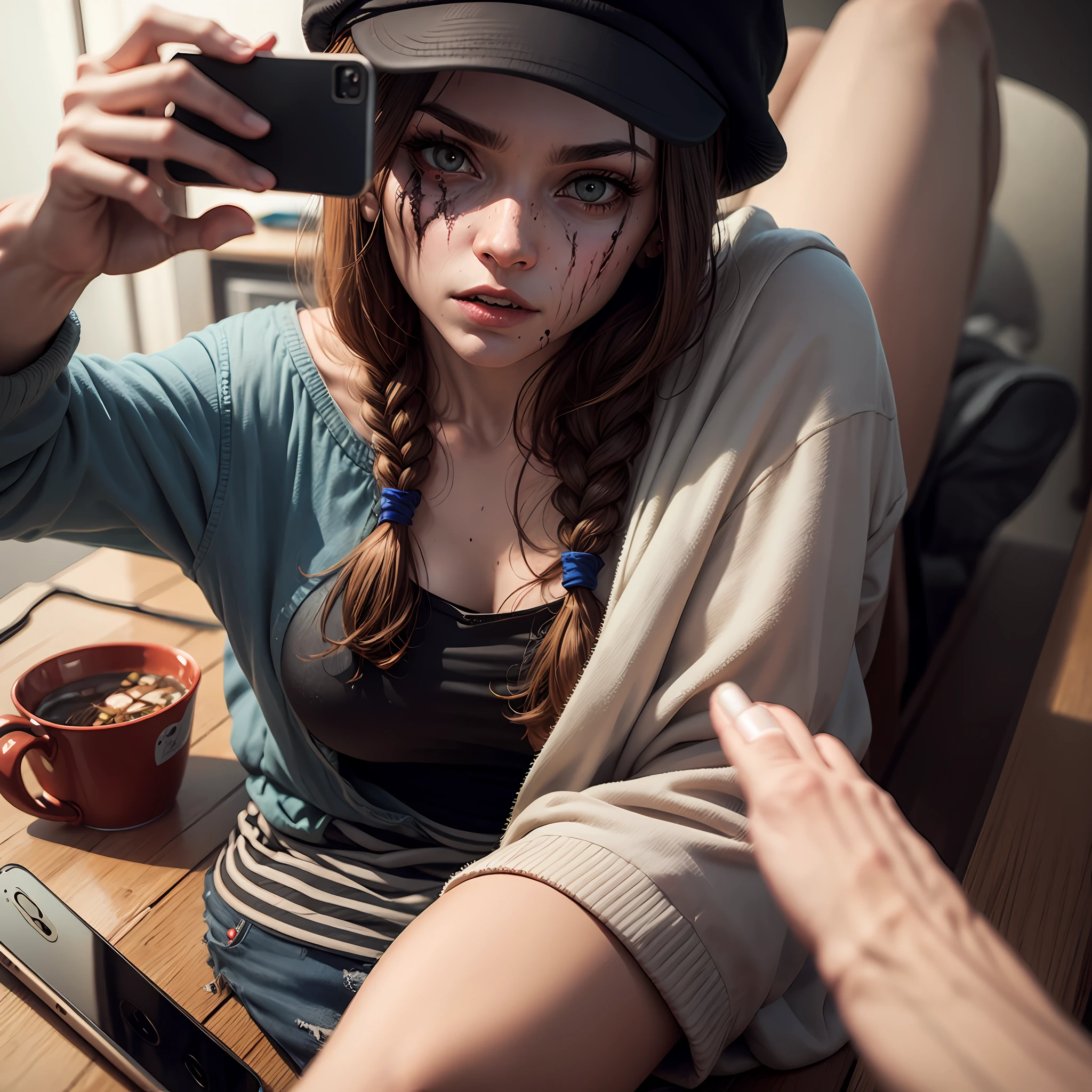 Zombie with smartphone, take salfie --auto