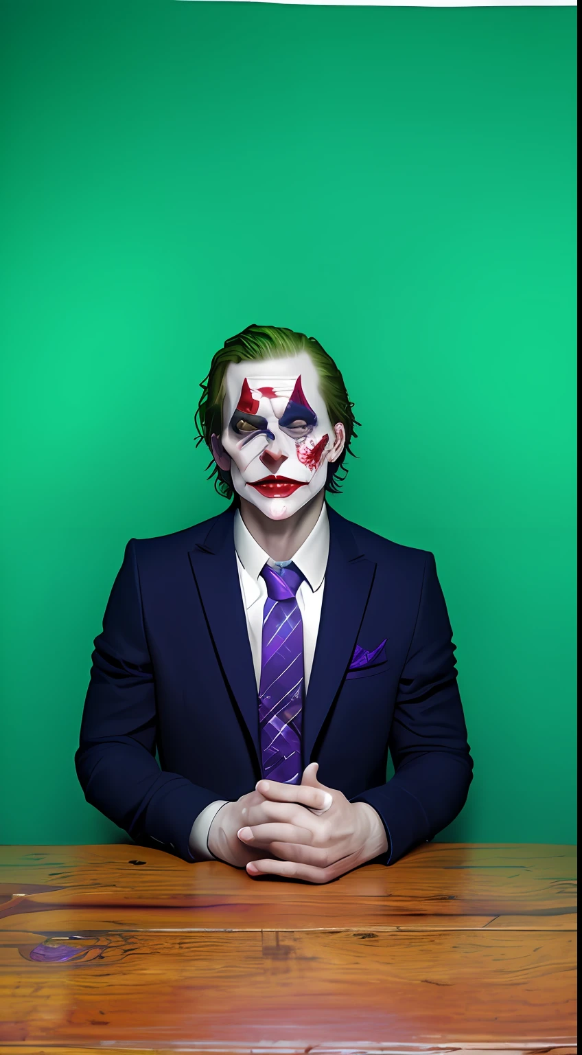 dark and gloomy full body 8k fish eye lens photo, The Joker , wearing broken purple suit, at cluttered and messy insane asylum , bloddy, tattered torn shirt, skin pores, detailed intricate iris, very dark lighting, heavy shadows, detailed, detailed face, (vibrant, photo realistic, realistic, dramatic, dark, sharp focus, 8k)