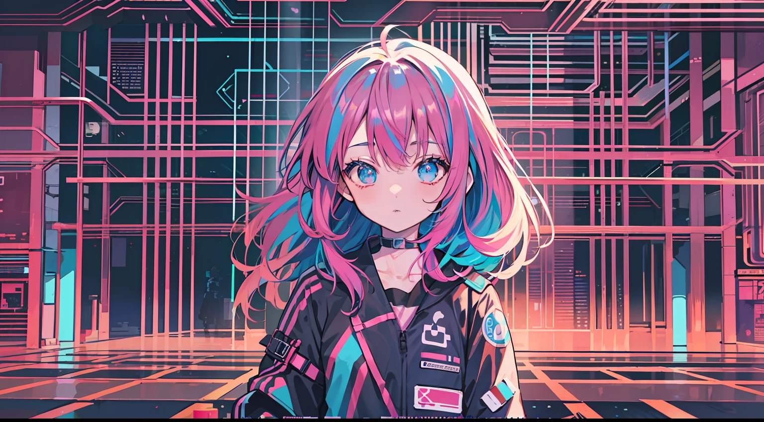 Full body, ASCII art style girls, Aesthetic, still from anime, anime still image, Anime screenshot patterns, Retro anime , beautiful girls face, Anime Girl, Low girl aesthetics, The aesthetics of anime in the 90s, digital anime, Beautiful cute lighting, Looking at Viewer, Standing, Full body, Simple hair, The aesthetics of vaporwave, Anime, 64 pixel art, Pixel art, Streetwear Design, Provector, Pixel 64-bit style, Full Design, Only 5 colors, solid color, No shadows, Full Design, neon color, Bright colors, Galactic Environment, Whimsical capture, Head, Trippy, 8K, Vivid, Ultra Details, colorful lighting, Surreal Photography, Portrait, Fancy, Cute, Bob Hair, neon light, hair between eye, Colored inner hair, youthfulness, 10`S, Big eyes, neon color, It features a simple
