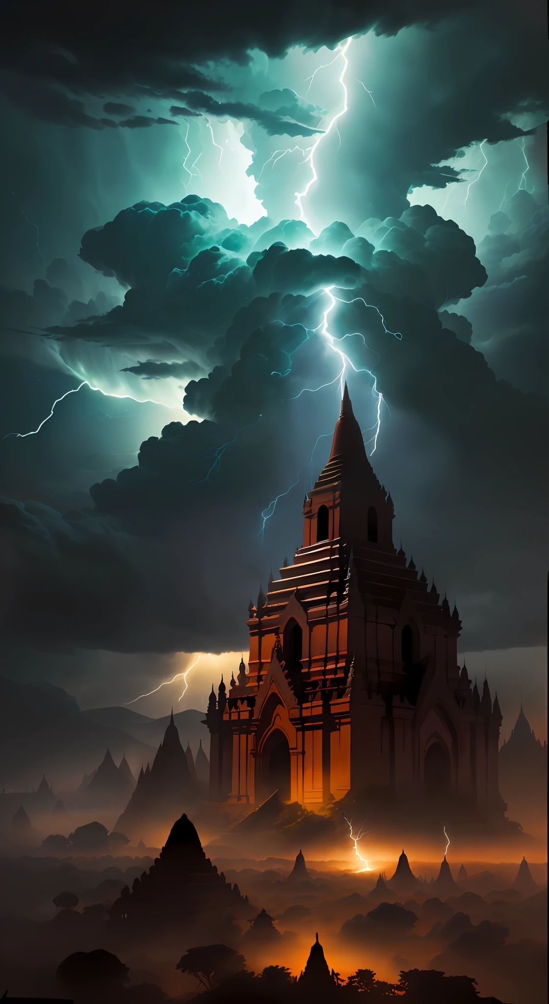Green lightning and thunder