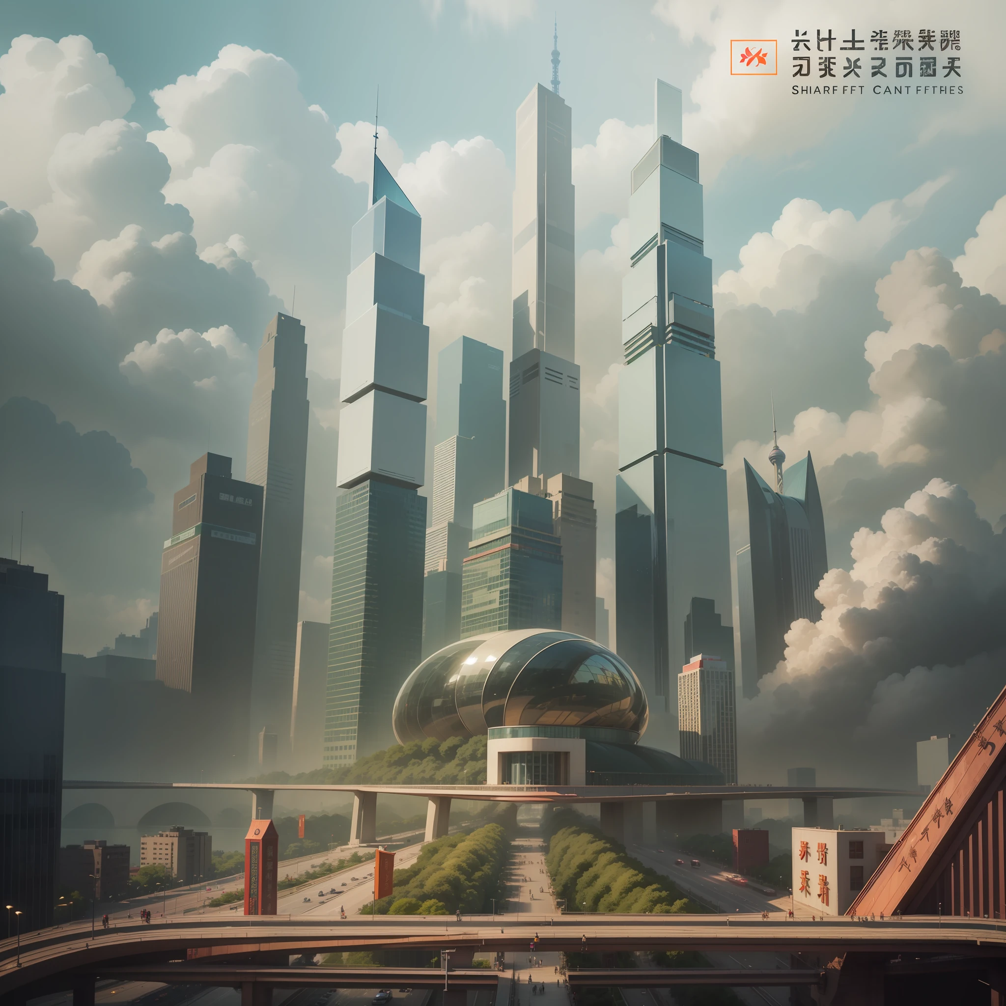 You need to make a PPT，The title is：Second Congress of Flower Dream Craft Server，Shanghai, China，Opening today！ ，，big city，upscales，Buildings，，