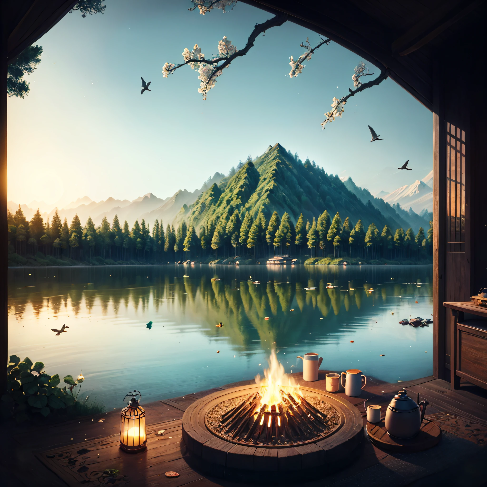 Camping is one of the most characteristic activities here。Over here，You can set up a tent by the lake，Light a bonfire under the stars at night，Sit around the fire，Tell the story from the heart，Or enjoy a quiet night in exclusivity。Morning，When you wake up，You can see the mist rising from the lake，Hear the morning song sung by the birds，Feel the freshness and vitality of nature。 --auto