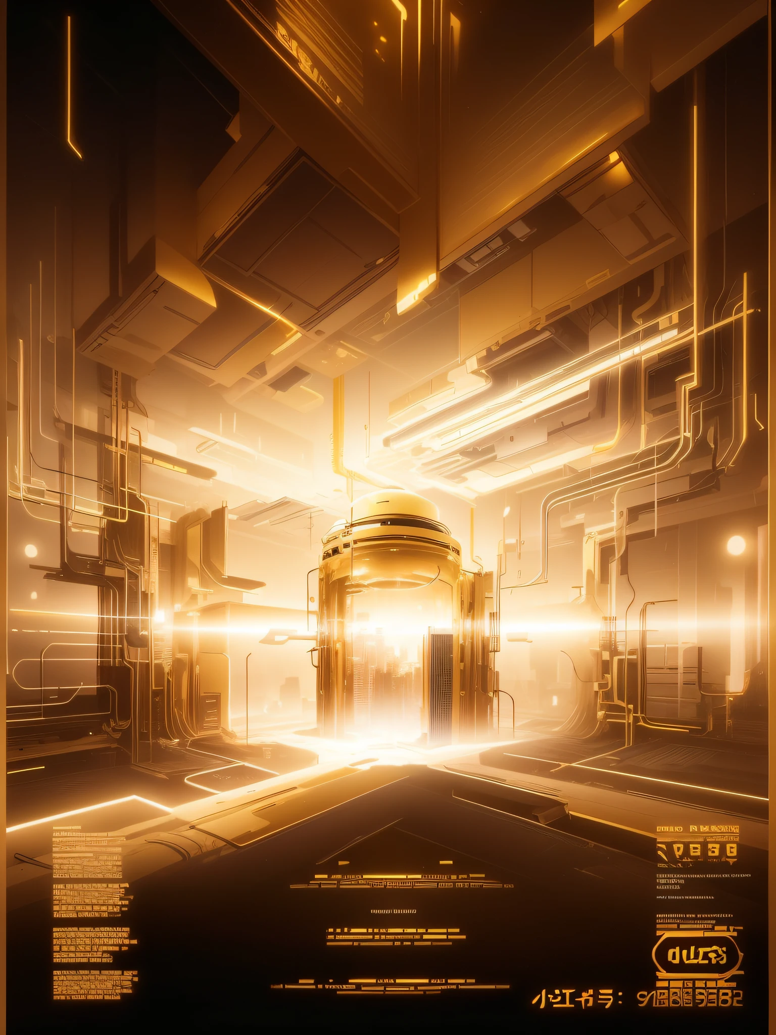 Future Tech Sky City cool light gold metal background 8K --auto