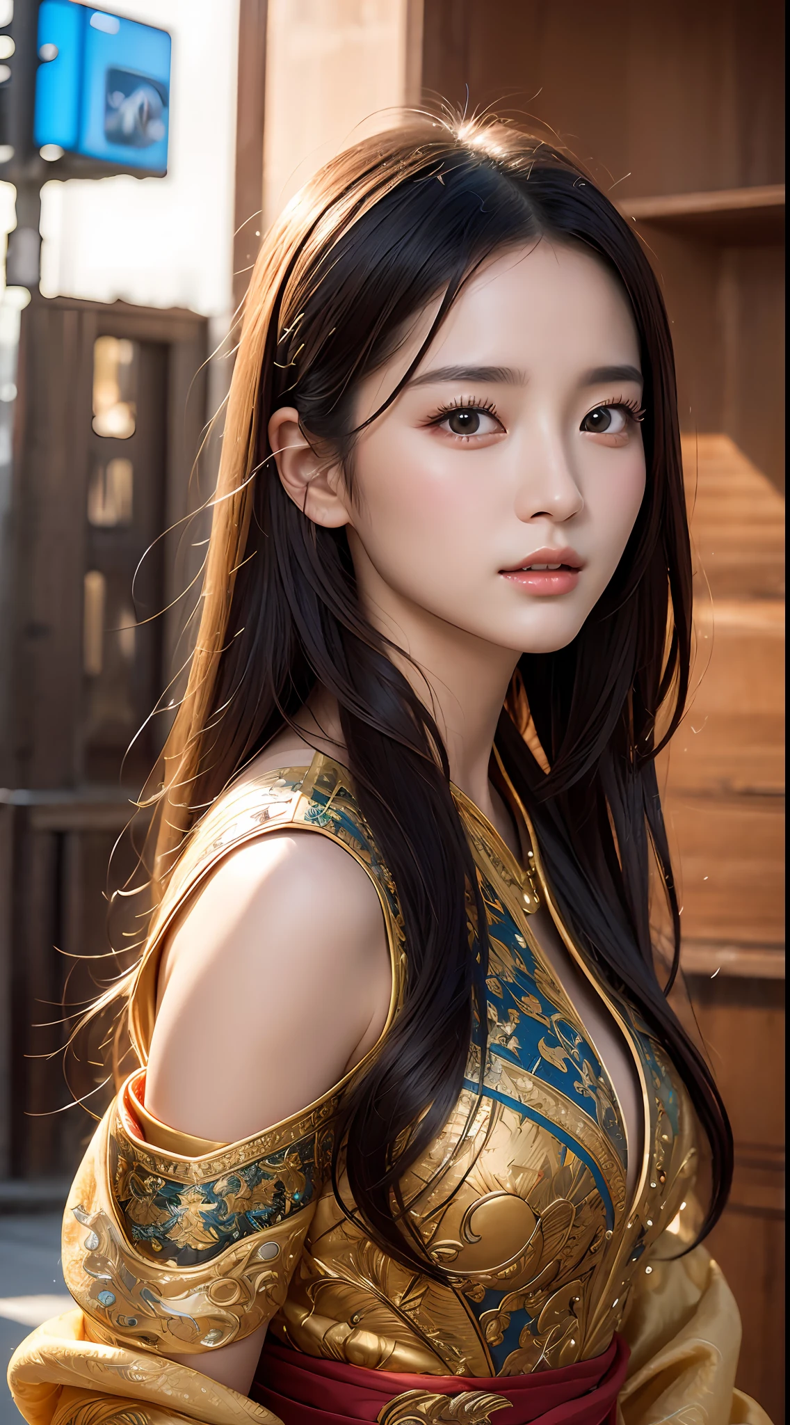 (Raw photography、top-quality)、(realisitic、photos realistic:1.3)、top-quality、ighly detailed、masterpiece、ultra-detailliert、illustratio、1girl in、Zhuge Liang