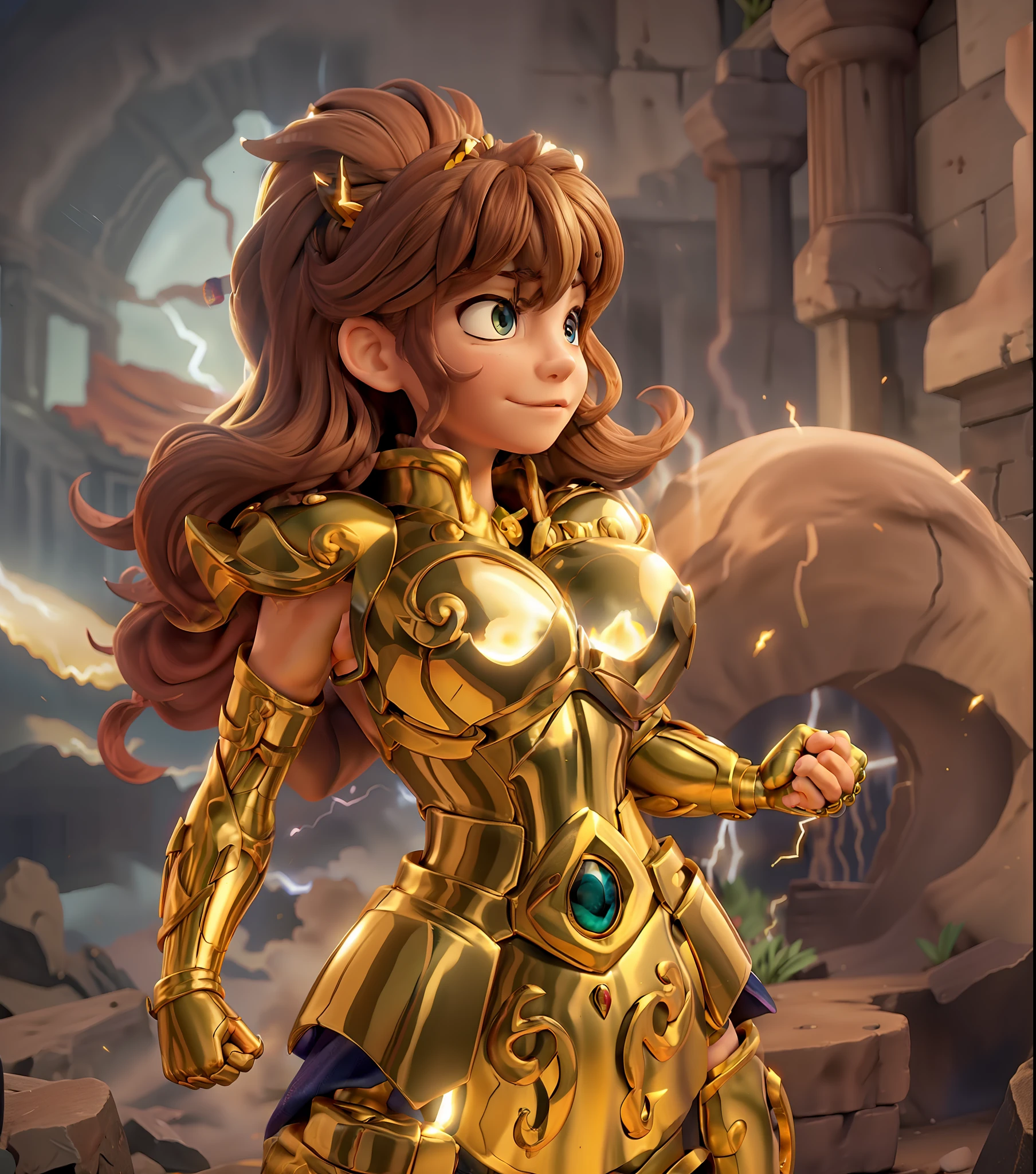 Replace with normal hands，Faust，Clenched into a fist，The fist is surrounded by lightning，Golden spark wrapped fist
