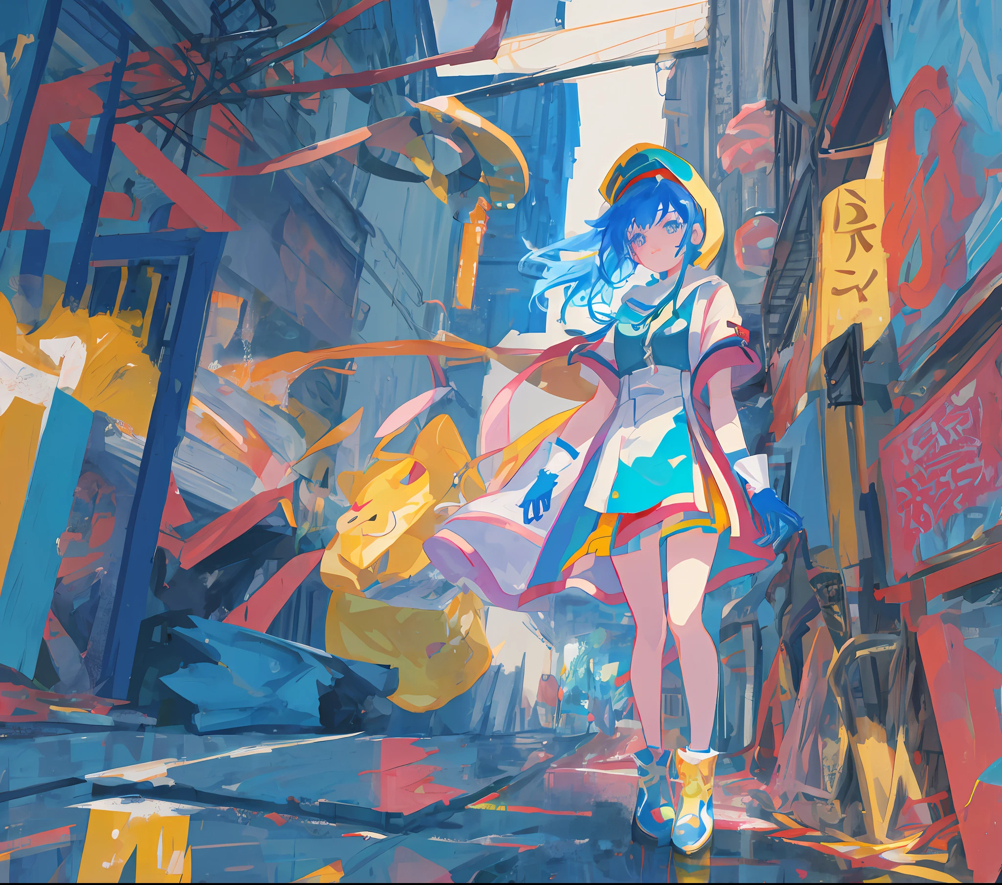 Close up of a cartoon girl with blue hair and gloves, full body commission for, oc commission, commission for high resolution, commission art, commissions for, commission, anime moe art style, official fanart, author:Master of Han Chinese, official character art, official character illustration, painttoolsai!! Blue, pixiv contest winner, 2 d anime style