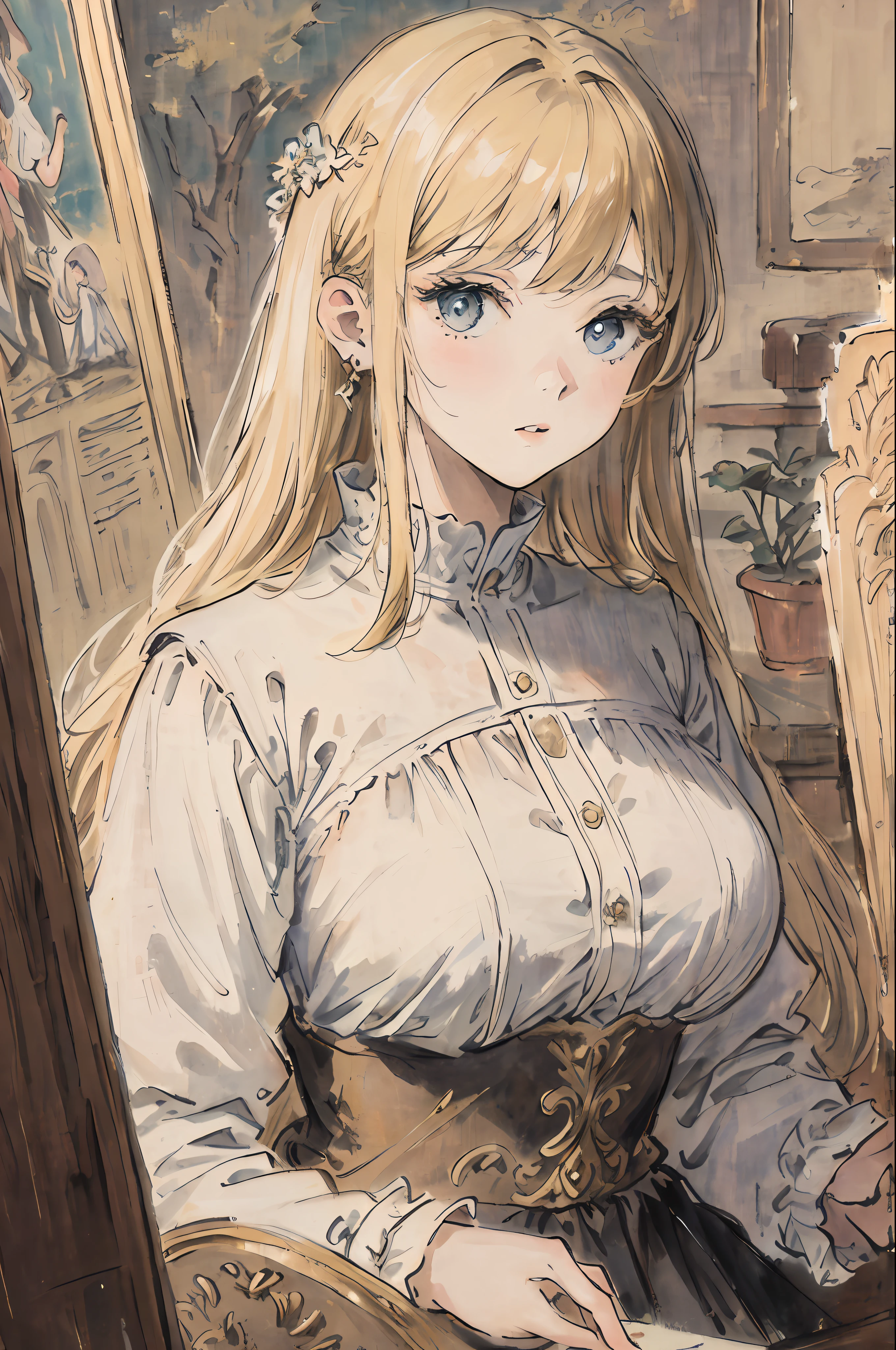 Masterpiece, top quality, very delicate and beautiful girl, very delicate and beautiful, world masterpiece theater, super definition, top quality, blonde, high res, very elaborate, girl, top quality, illustration, look at the viewer people, impasto, canvas, oil painting, realism, realistic
