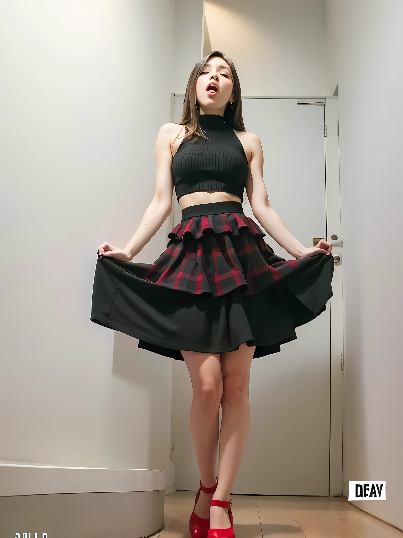 red skirt, moaning,