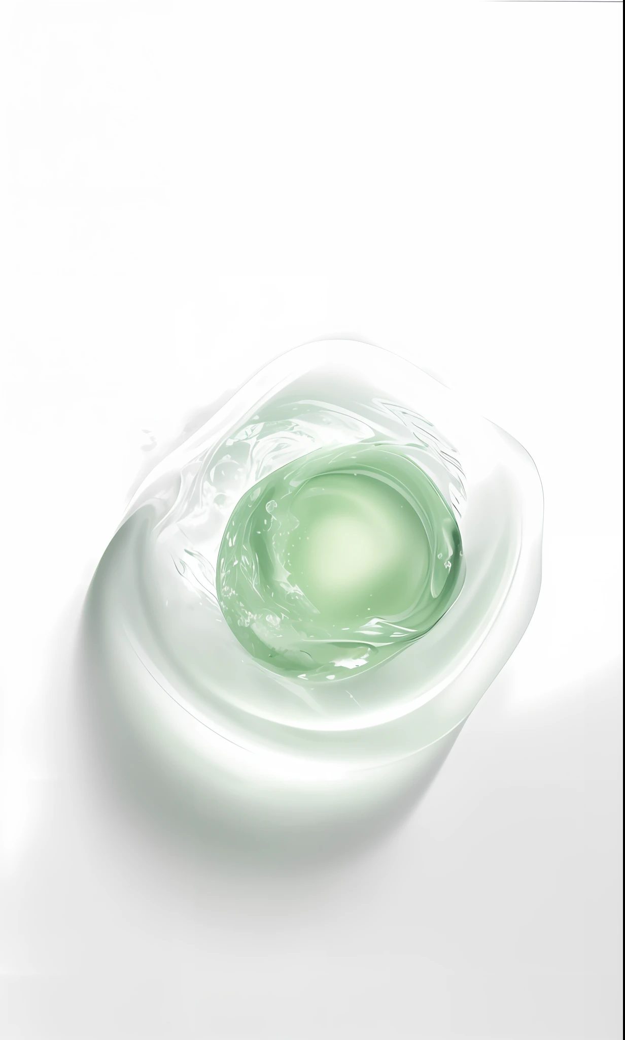 There was a glass bowl,There is a green liquid inside, 3 d fluid simulation render, beautiful green liquid, liquid simulation background, inspired by Anna Füssli, author:Anna Fossley, swirling fluid, full of greenish liquid, Translucent material, fluid simulation, abstract white fluid, liquid simulation, abstract liquid, glass skin, soft organic abstraction