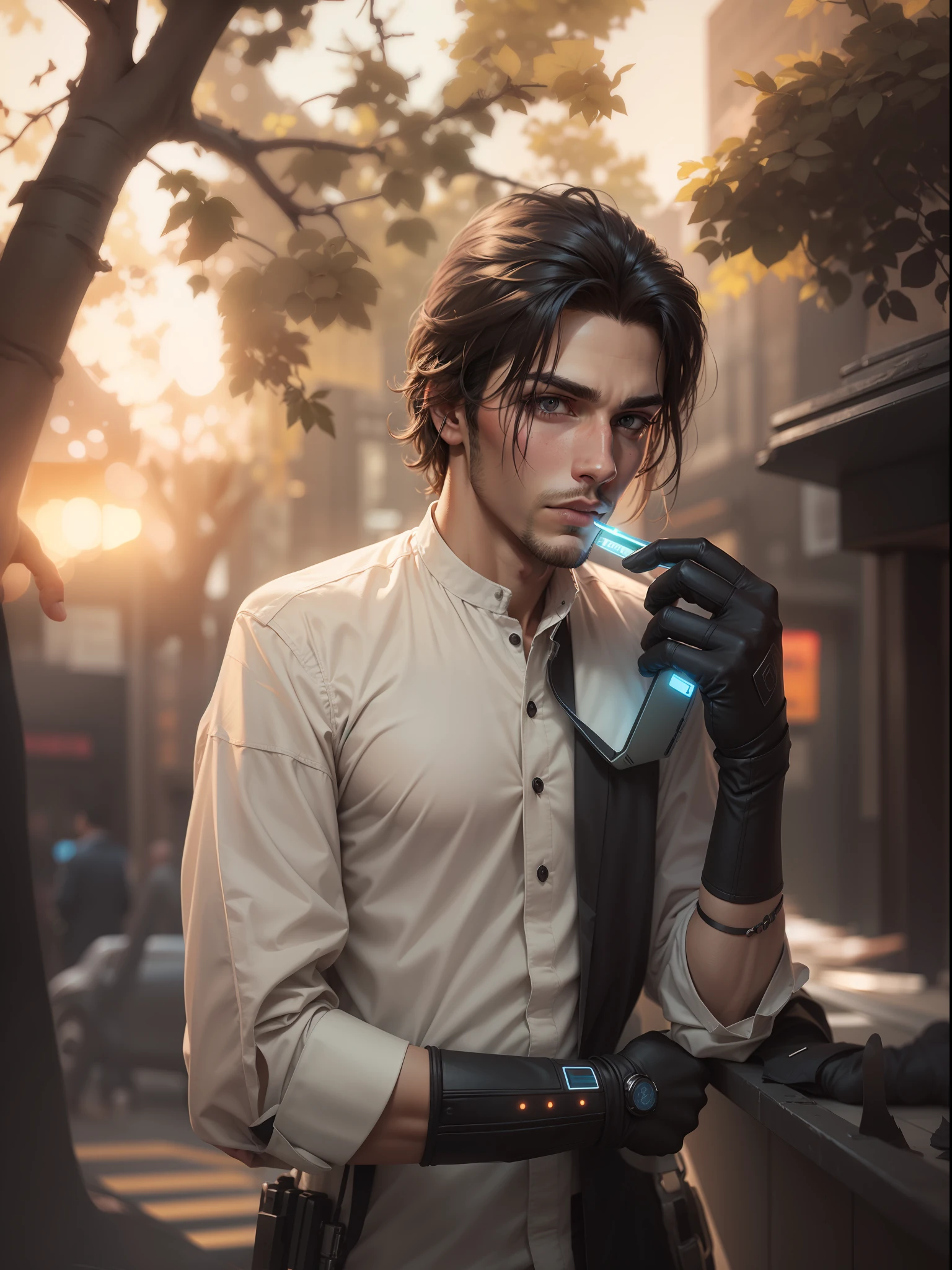Change background cyberpunk handsome boy, realistic face, 8k, ultra realistic