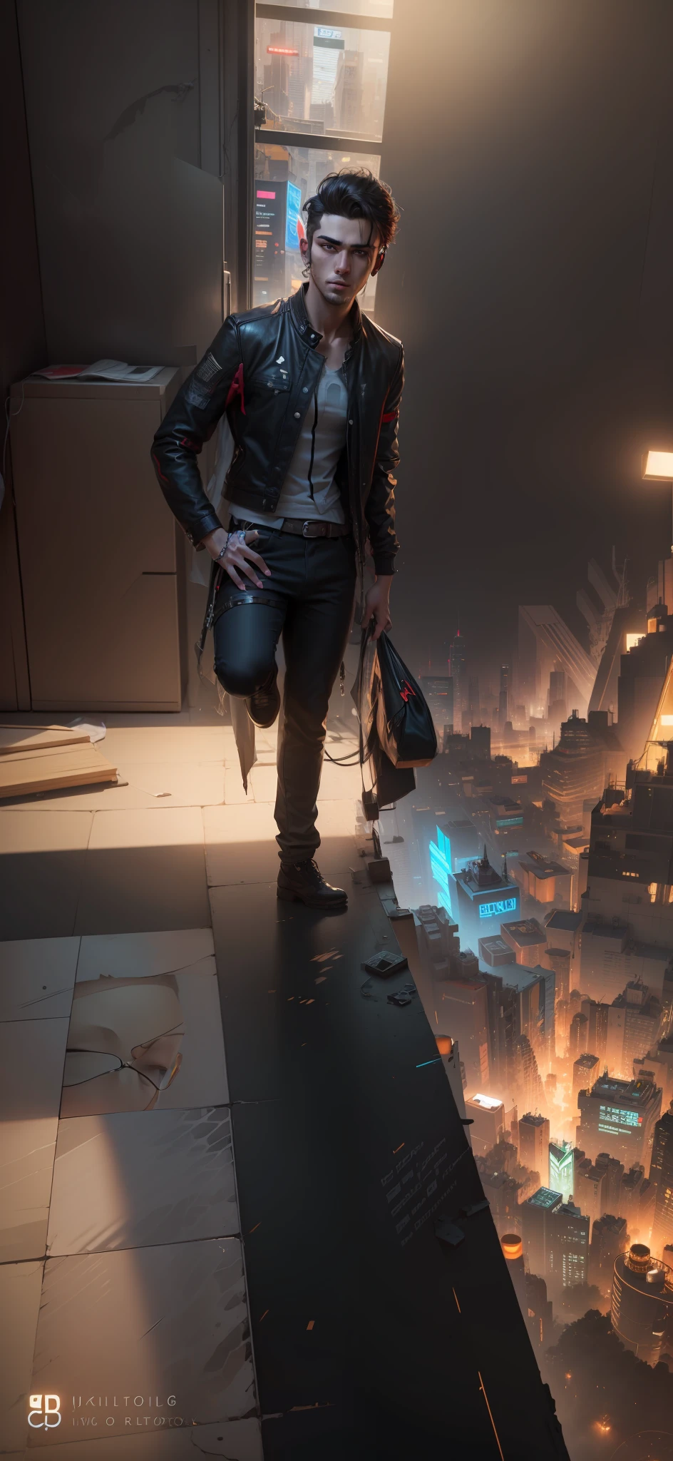 Change background cyberpunk handsome boy, realistic face, 8k, ultra realistic
