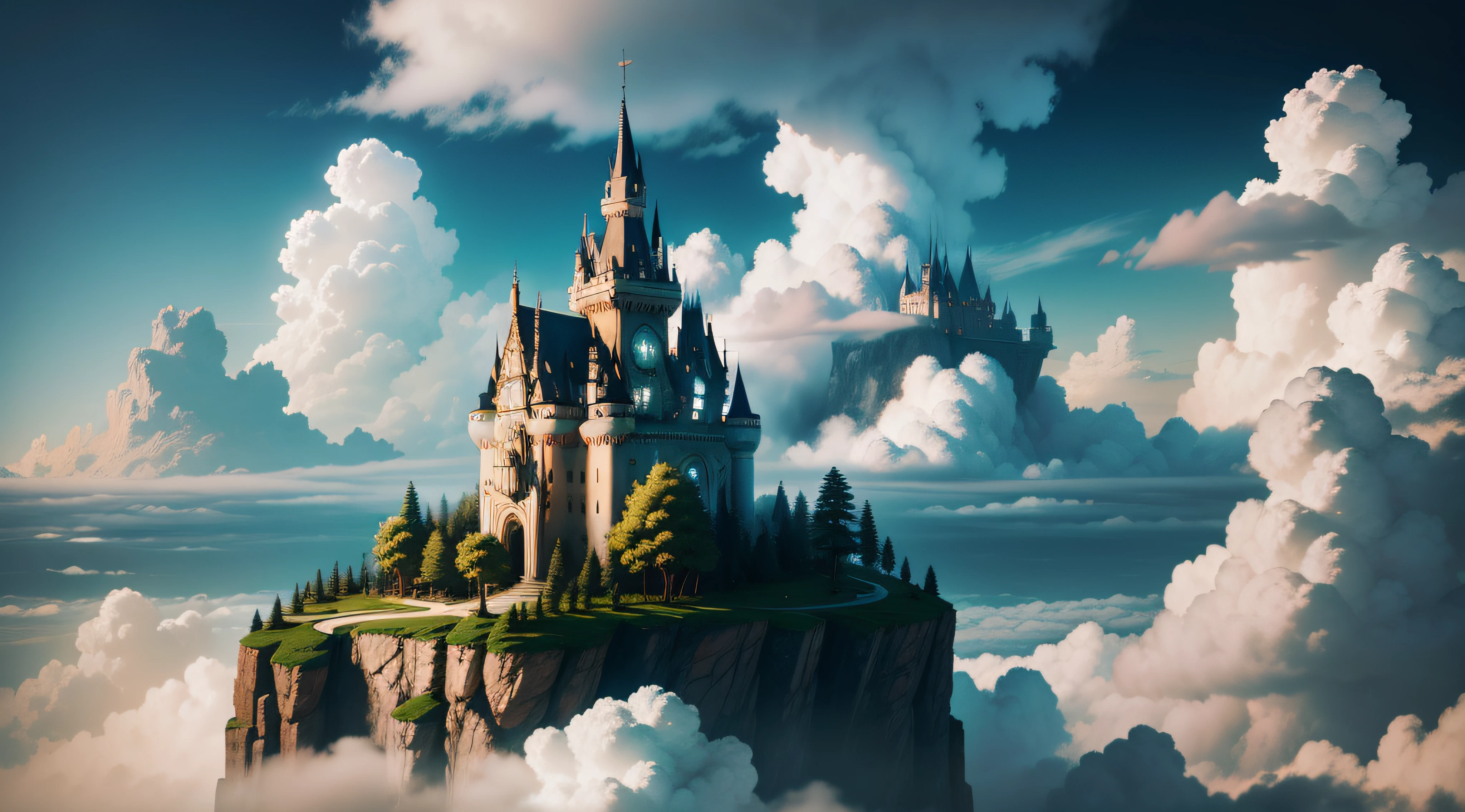 Enchanted castle in the clouds
