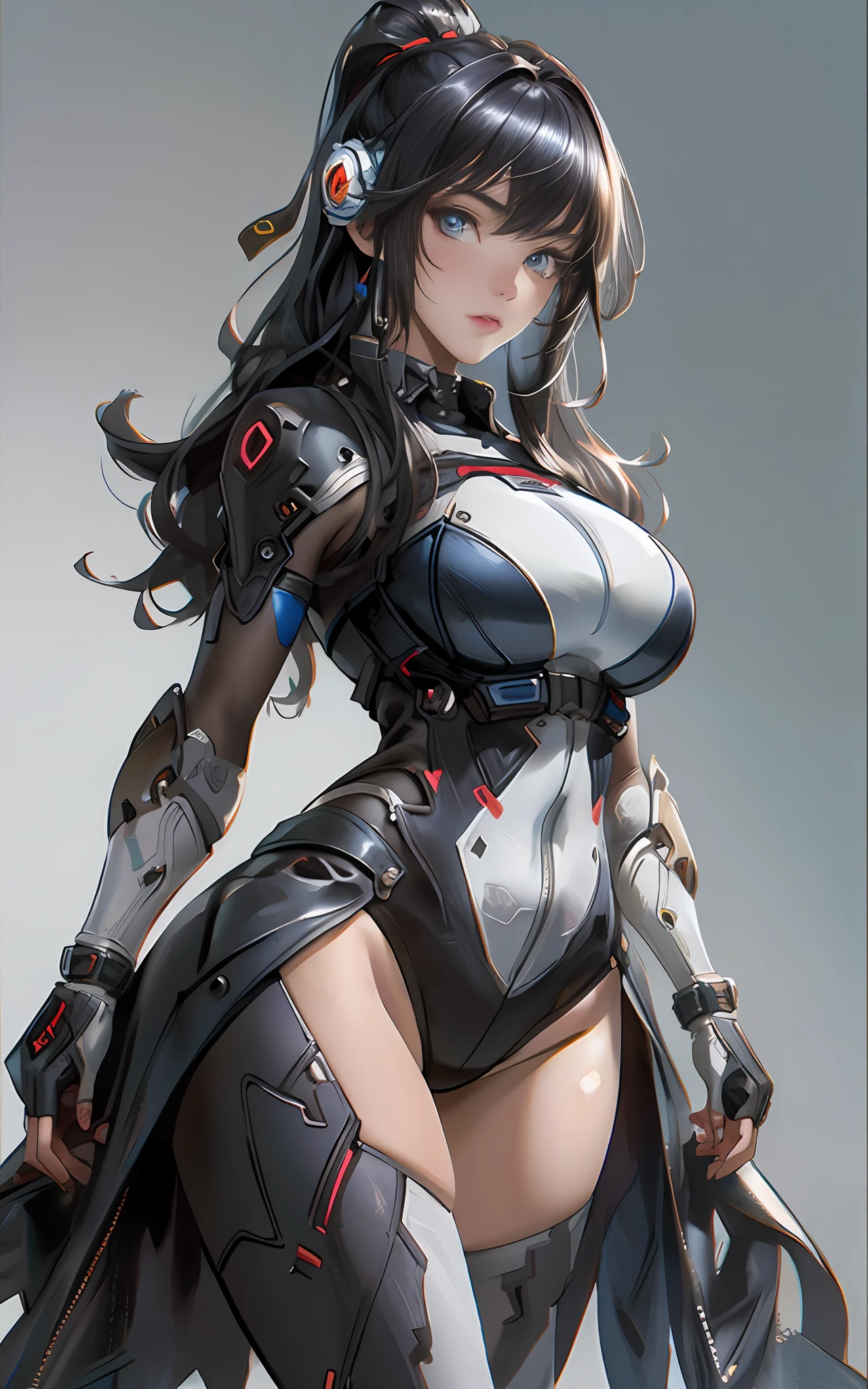 (masterpiece,best quality,ultra-detailed,highres,illustration:1.2),extremely detailed wallpaper,official art, amazing,high detail,ultra-detailed,extremely detailed 8k wallpaper,(character design sheet),(simple background, white background: 1.3),(1girl),(solo),(young girl:1.2),(cyberhan),perfect anatomy,beautiful face,big breasts,cowboy shot,standing,looking at viewer