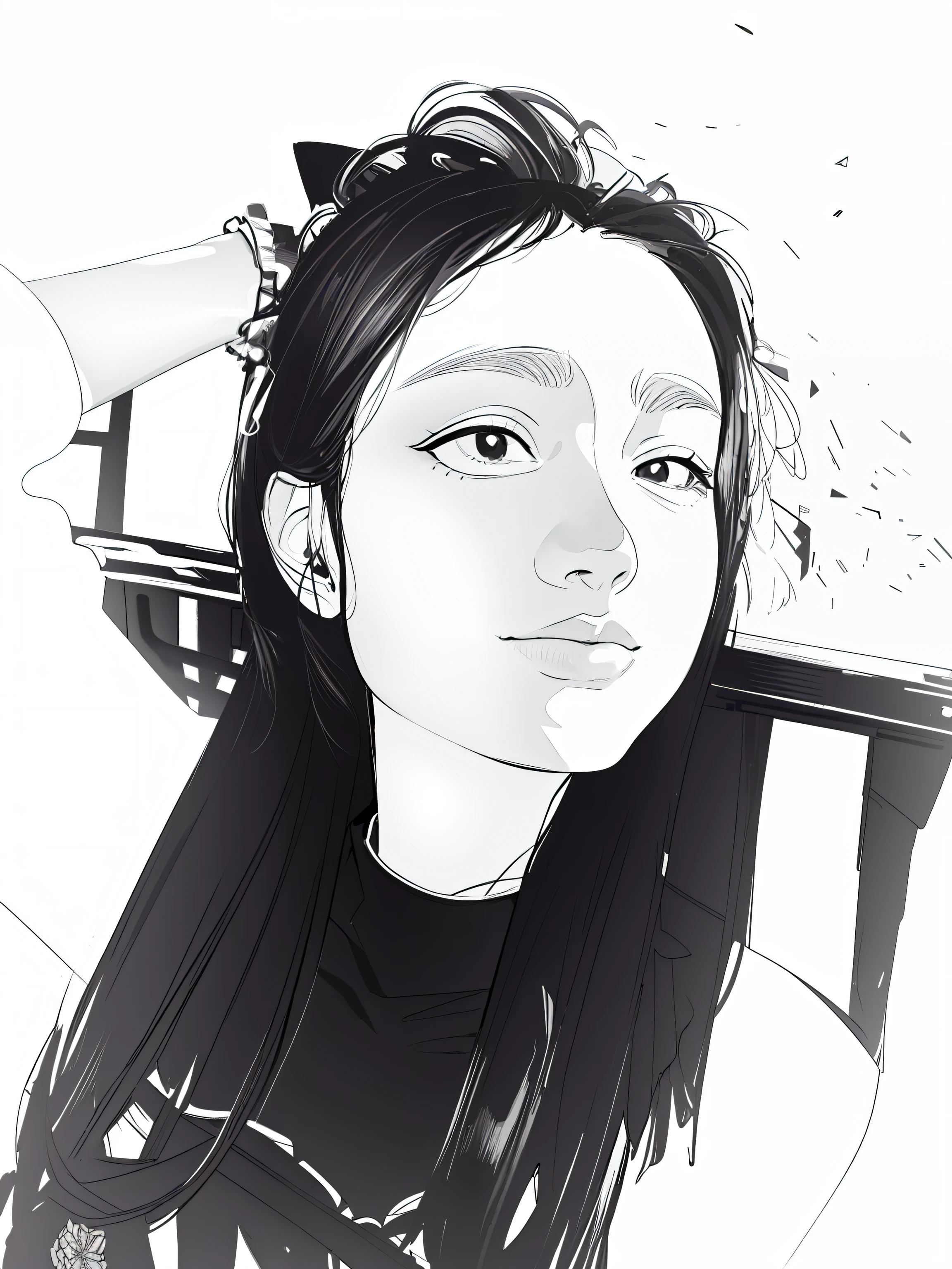 Masterpiece, Best quality, (Detailed background),High contrast,1girll,full body, Cowboy shot,(White background:1.5),clean lineart,