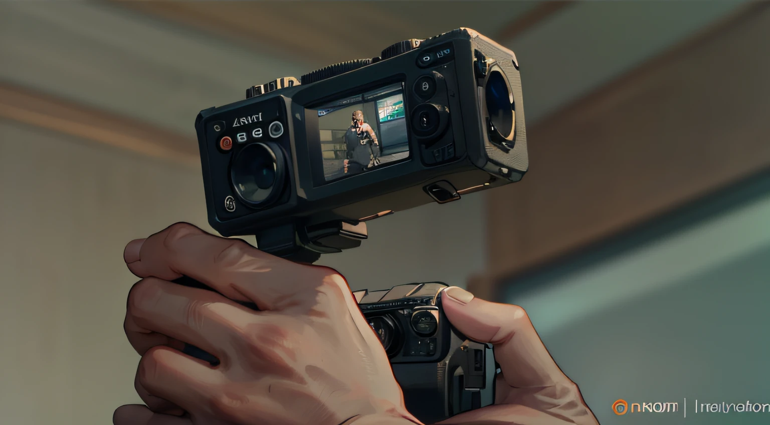 A man holds a video camera