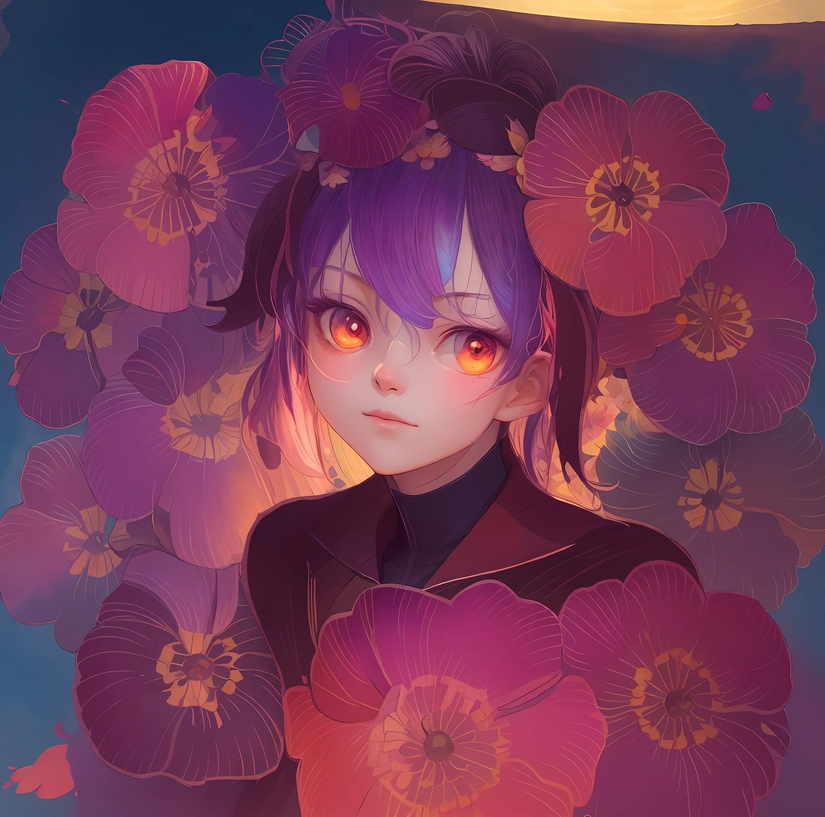 a drawing of a woman with flowers in her hair, trending on artstration, beautiful anime portrait, exquisite digital illustration, artwork in the style of guweiz, stunning anime face portrait, digital anime illustration, beautiful anime art style, fantasy art style, beautiful digital illustration, anime illustration, beautiful anime artwork, beautiful anime art, a beautiful artwork illustration, beautiful character painting,( watercolor \(medium\), IrisCompiet:1.2),abstract background, fantasy, many colors, colorful, flower petals, wind blowing,masterpiece, best quality, (extremely detailed CG unity 8k wallpaper), (best quality), (best illustration), (best shadow), absurdres, realistic lighting, (Abyss), beautiful detailed glow,clear face, clean white background, masterpiece, super detail, epic composition, ultra HD, high quality, extremely detailed, official art, uniform 8k wallpaper, super detail, 32k -- v 6