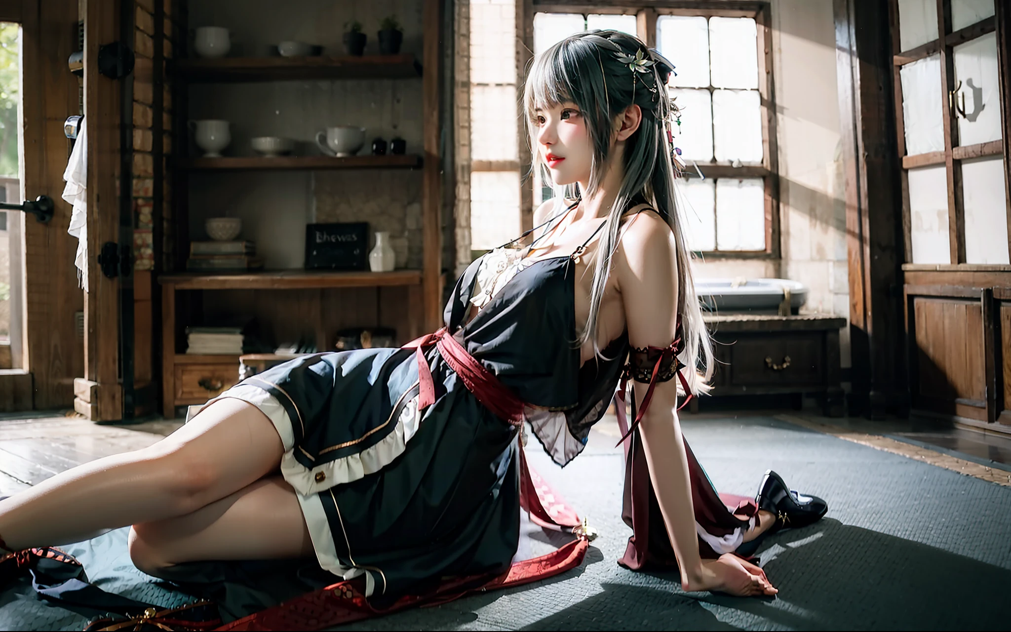 binding,The silver-haired girl was tied up
