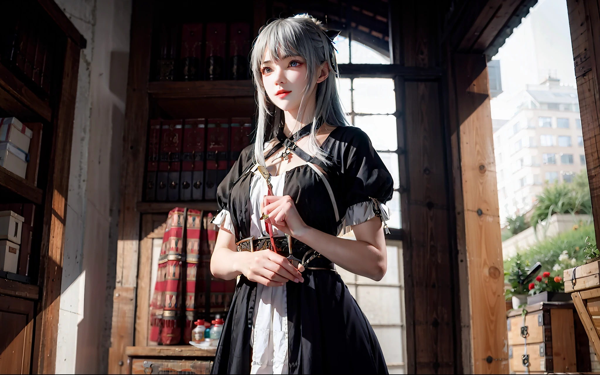 binding,The silver-haired girl was tied up