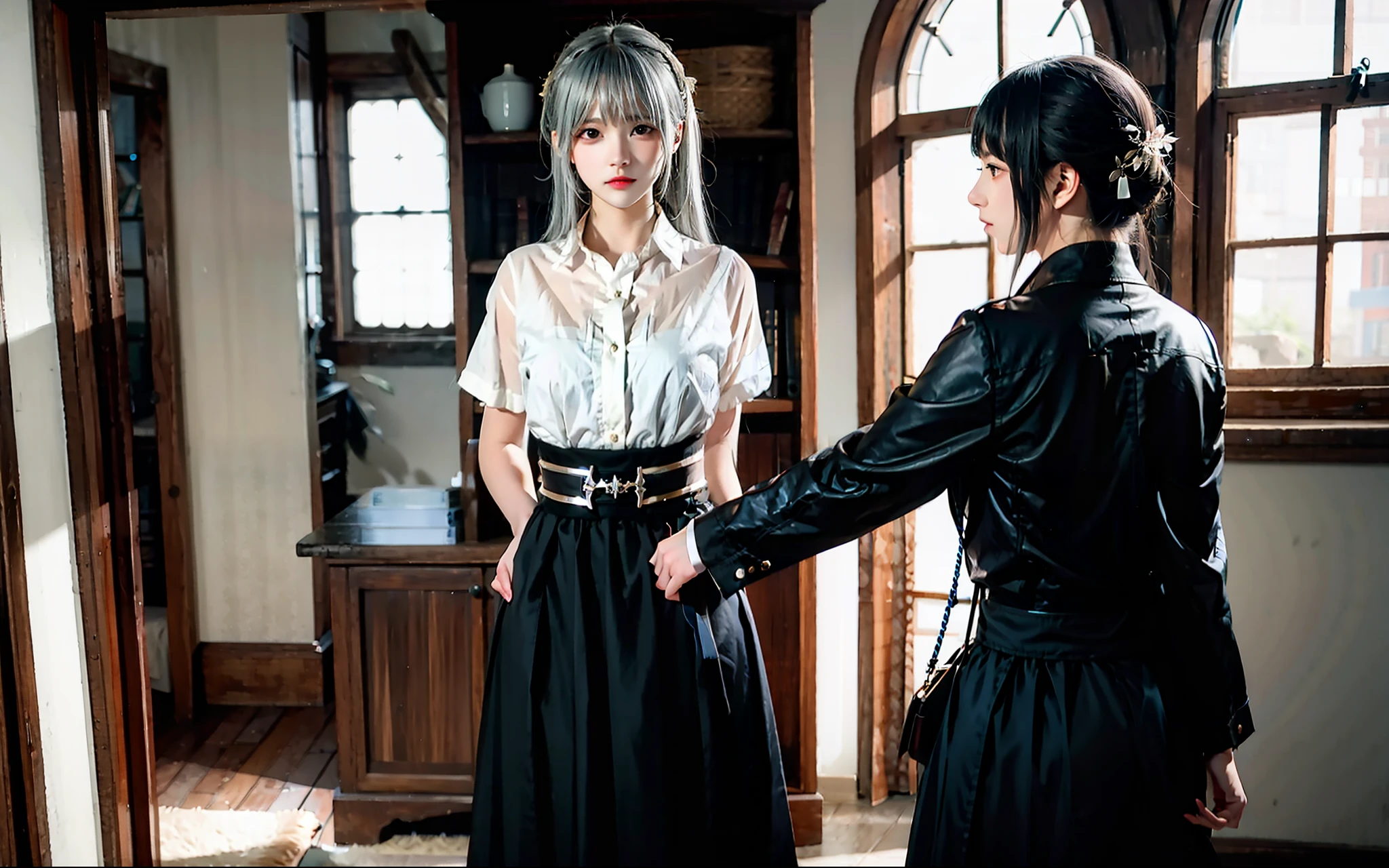 binding,The silver-haired girl was tied up