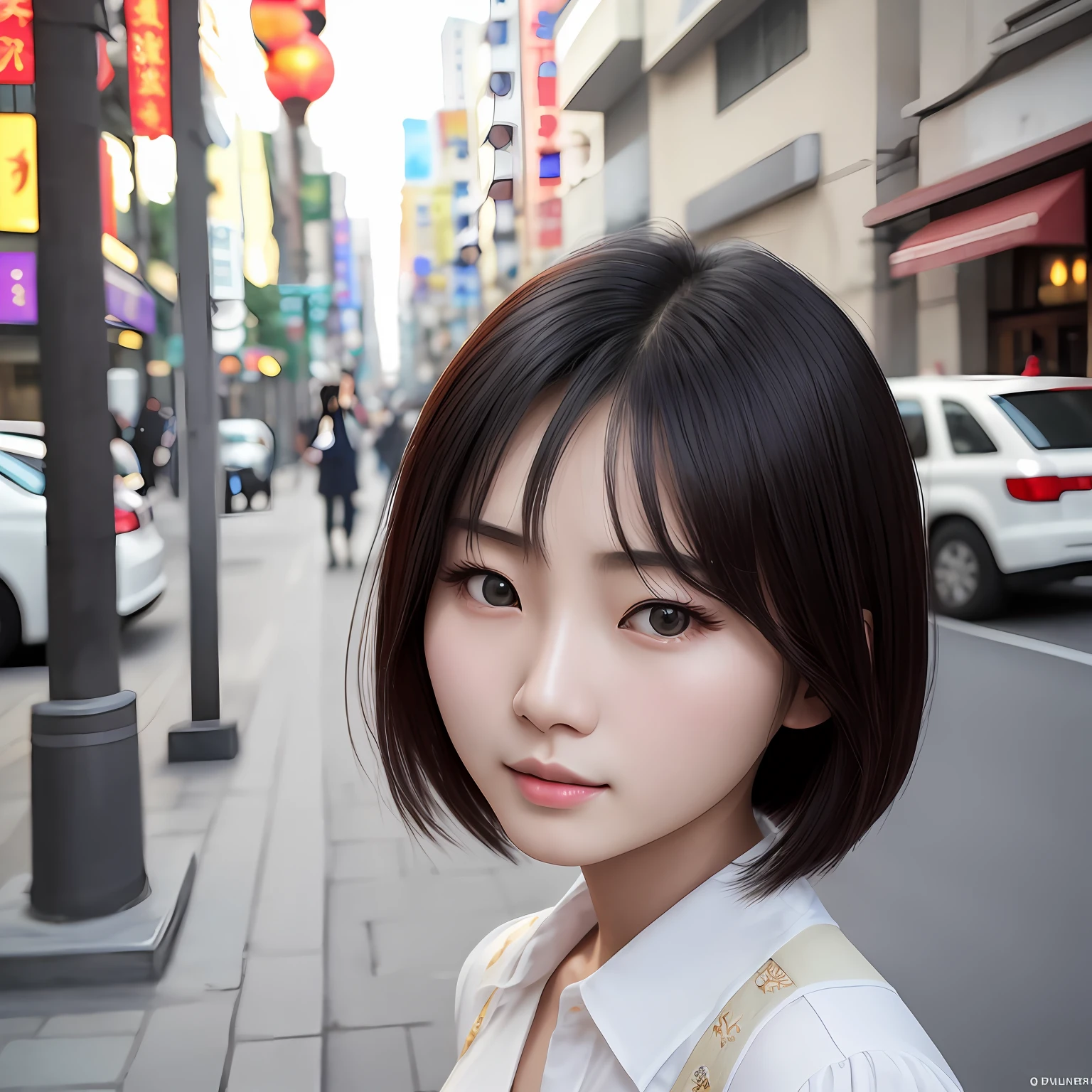 On the street yes,gorgeous korean young woman,beautiful Korean women,Beautiful Korean young woman,Korean girls,Beautiful Asian Girls,gorgeous chinese models,Korean woman,Cute and delicate face,ulzzangs,Beautiful girl model,Korean female fashion model,Beautiful asian woman,Young and cute Korean face,Short hair and glare,Best quality, 超高分辨率, (Photorealistic:1.4), Ultra detailed, Masterpiece, (8K, RAW photo, Best quality , :1.2),Delicate face,Delicate figure,high high quality,Real human skin ,Realistic Facial Expression --auto