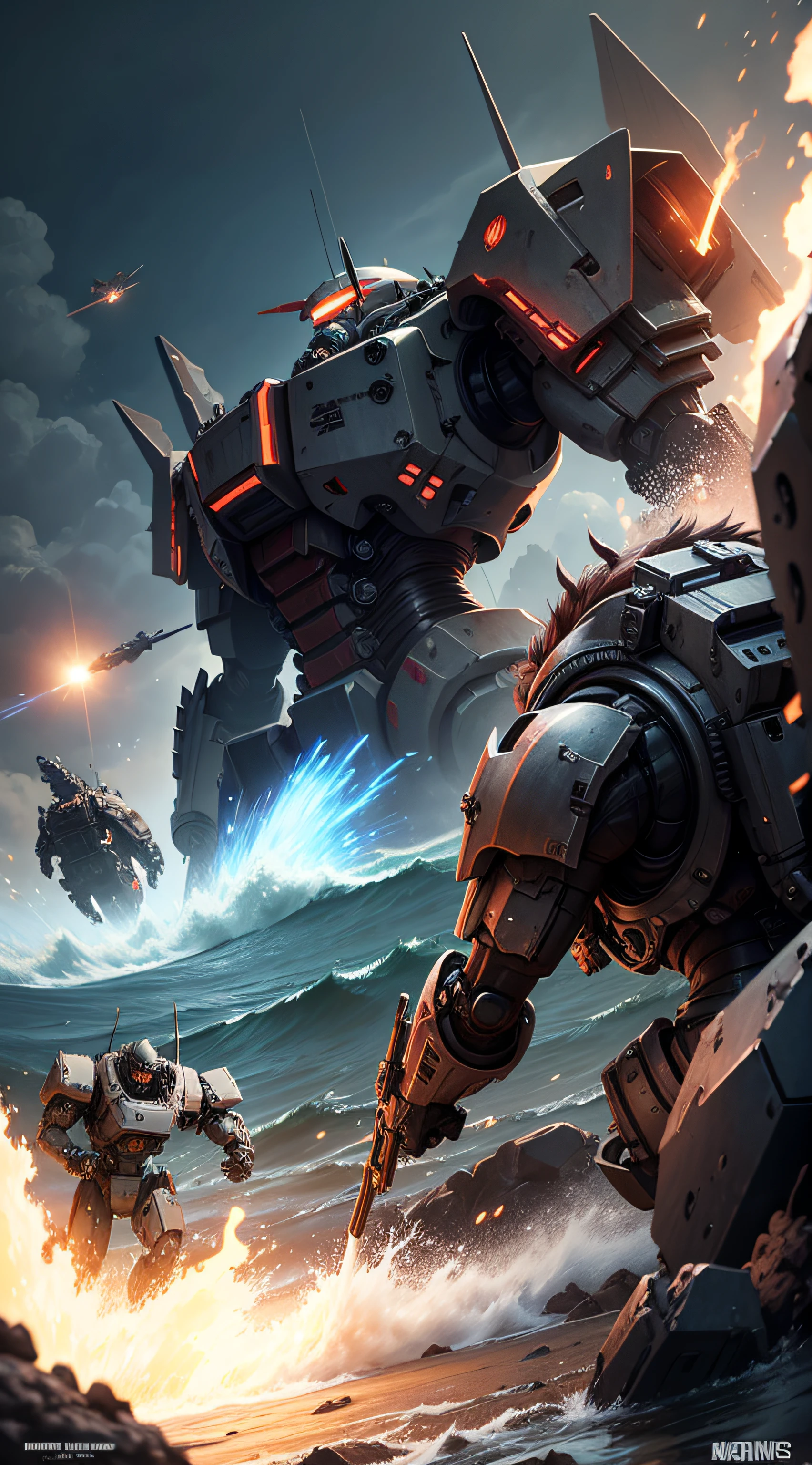 Mechs vs. monsters,Marine battlefield
