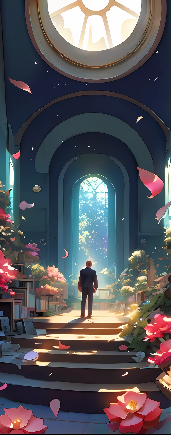 arafed image of a man standing in a library with books, endless books, borne space library artwork, books cave, fantasy book illustration, spiral shelves full of books, infinite celestial library, an eternal library, gothic epic library concept, magic library, japanese sci - fi books art, beeple and jean giraud, books all over the place,(isometric 3D),(masterpiece),  (extremely detailed CG unity 8k wallpaper), (best quality), (best illustration), (best shadow),
a cute ,A round turnip hut covered with moss
,octane render,ray tracing,ultra detailed,
( watercolor \(medium\), IrisCompiet:1.2),abstract background, fantasy, many colors, colorful, flower petals, wind blowing,masterpiece, best quality, (extremely detailed CG unity 8k wallpaper), (best quality), (best illustration), (best shadow), absurdres, realistic lighting, (Abyss), beautiful detailed glow,clear face, clean white background, masterpiece, super detail, epic composition, ultra HD, high quality, extremely detailed, official art, uniform 8k wallpaper, super detail, 32k -- v 6