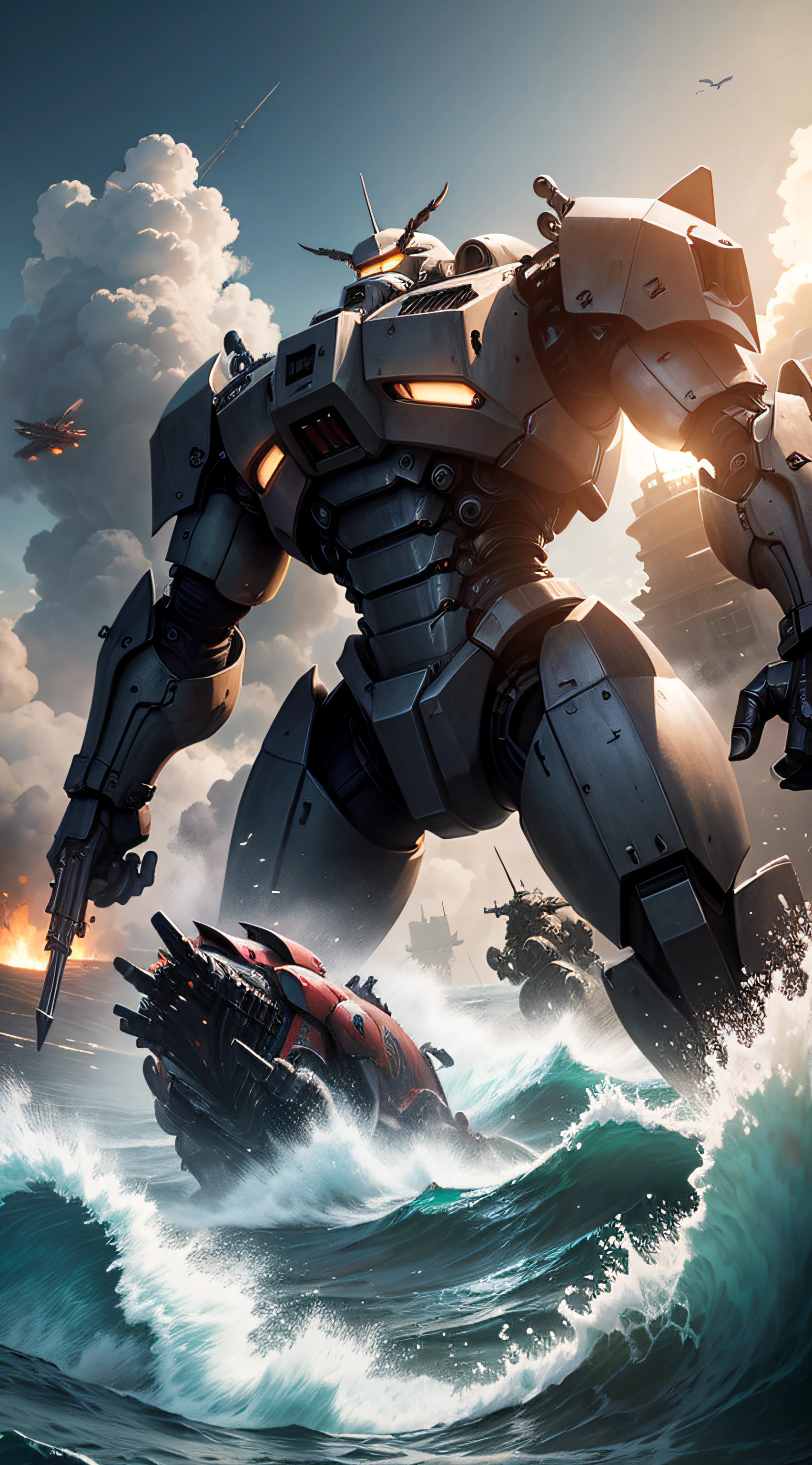 Mechs vs. monsters,Battlefield at sea