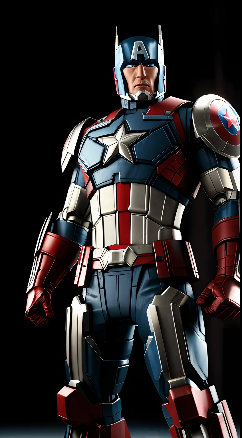 optimus prime captain america, octane render, unreal engine, highly detailed, intricate