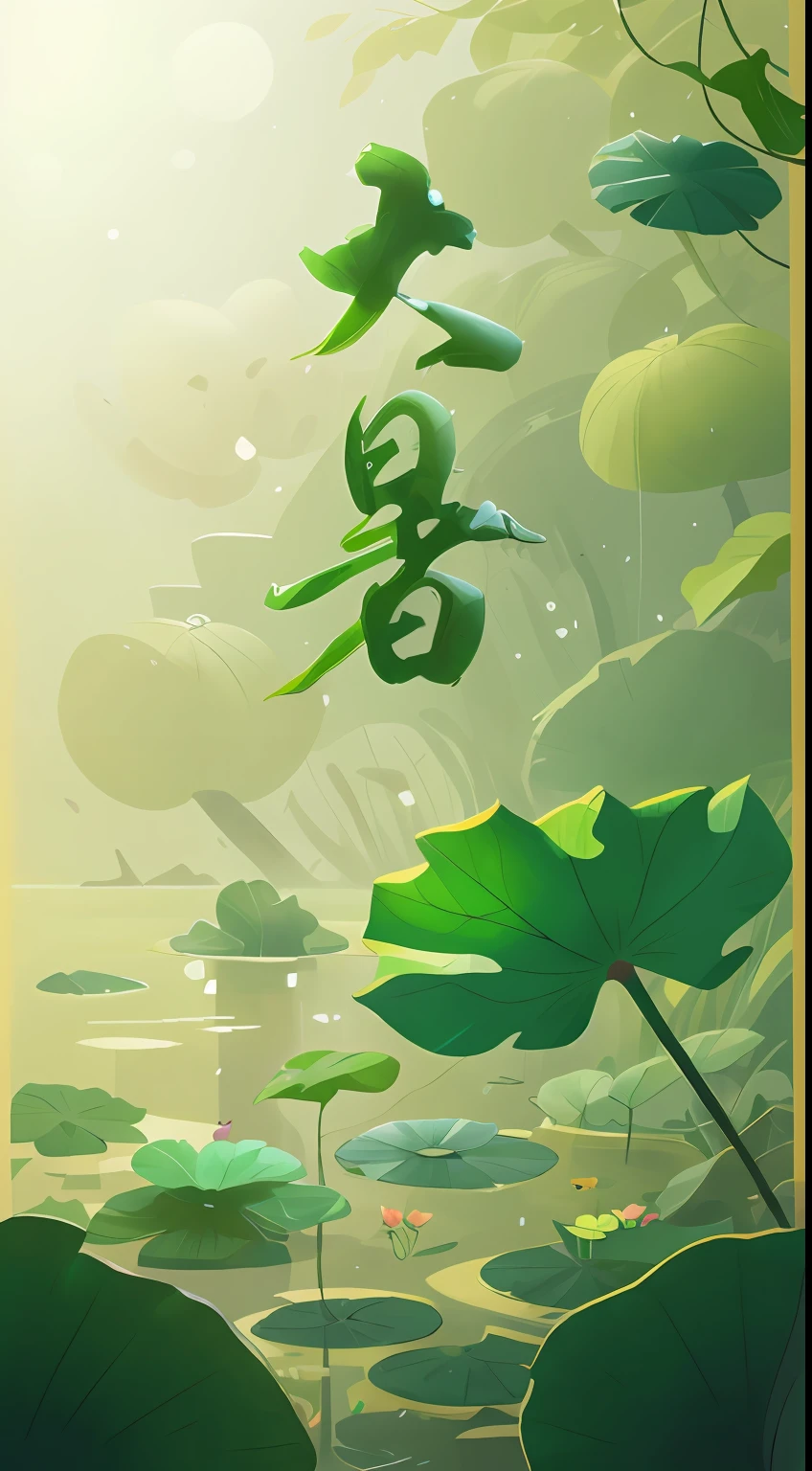 The lotus leaf swayed，Cool in summer。