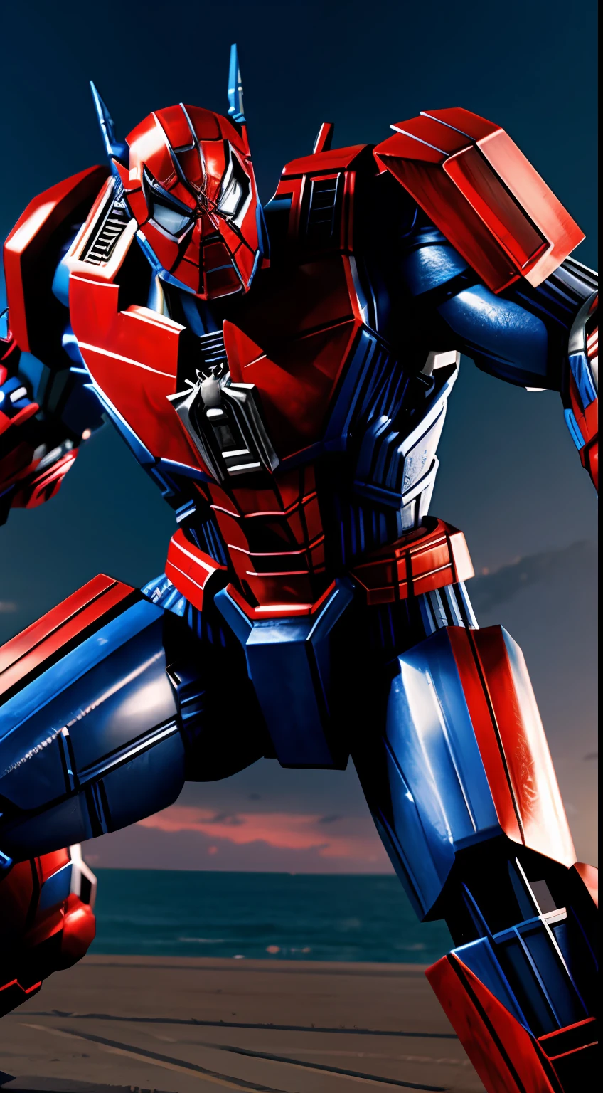 optimus prime spiderman, octane render, unreal engine, highly detailed, intricate