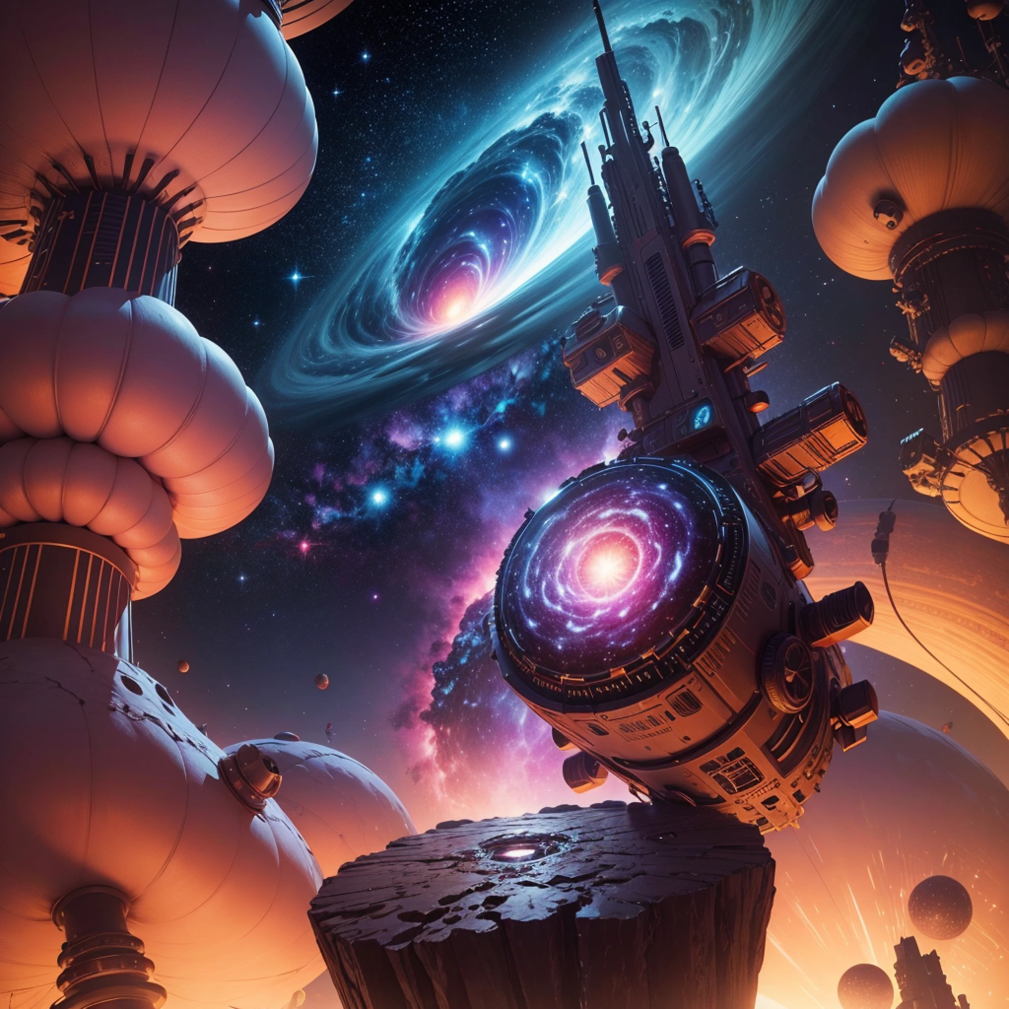 Universe magic and chaotic. Starships aliens and nebulae, ultra realistic details. --auto